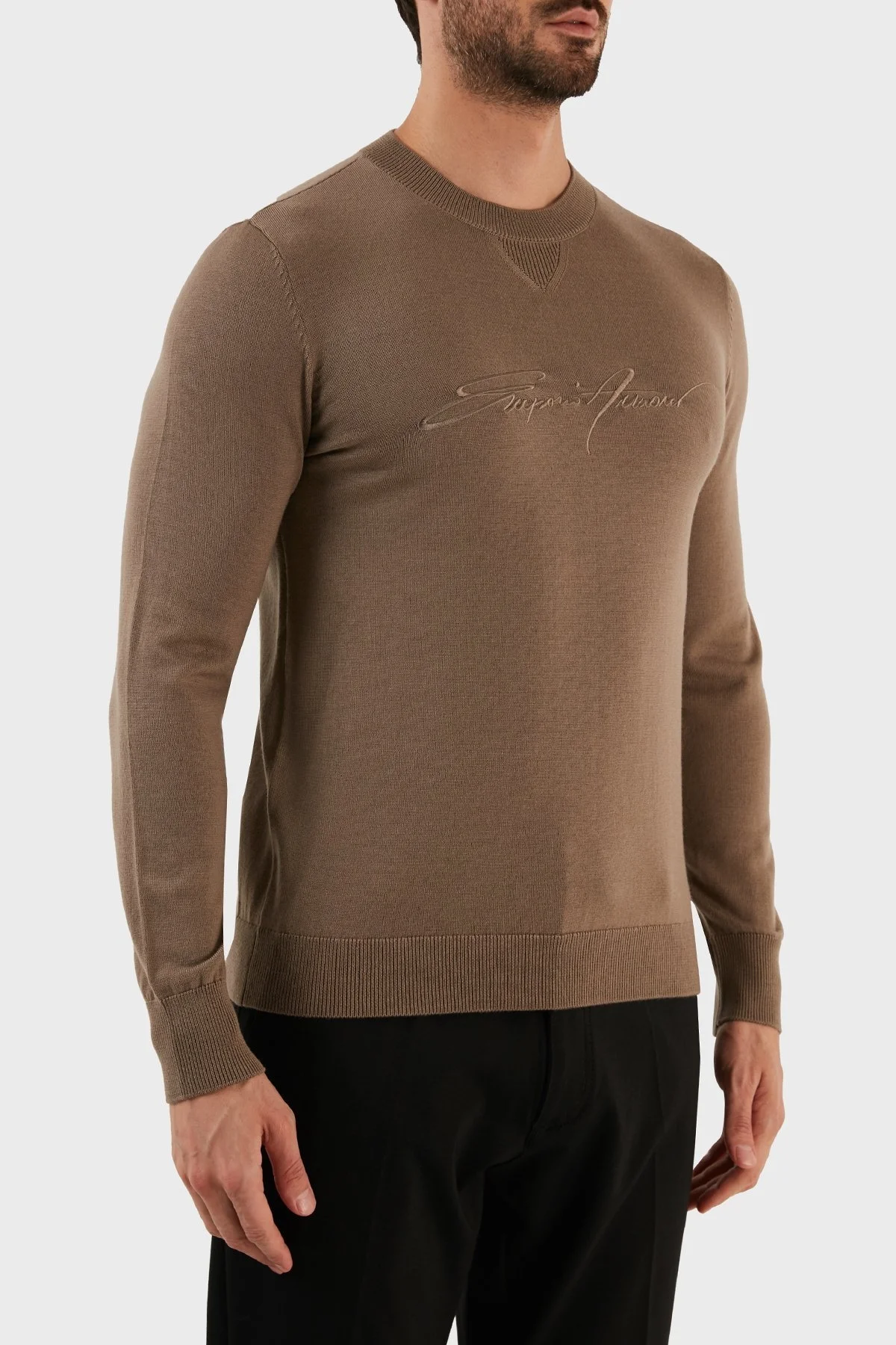 Emporio Armani Yünlü Regular Fit Bisiklet Yaka Erkek Kazak 6L1MXJ 1MBPZ 0431 BEJ - 3