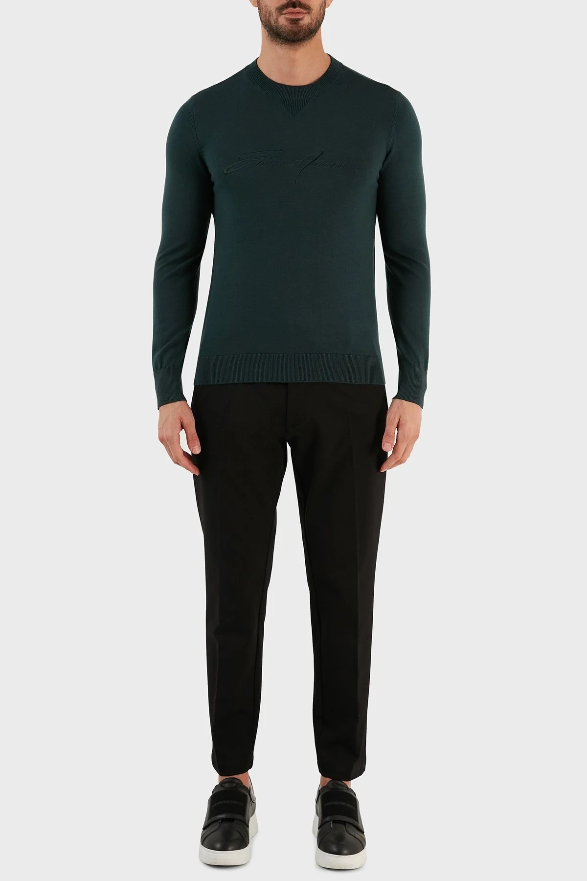 Emporio Armani Yünlü Regular Fit Bisiklet Yaka Erkek Kazak 6L1MXJ 1MBPZ 0586 HAKİ - 4