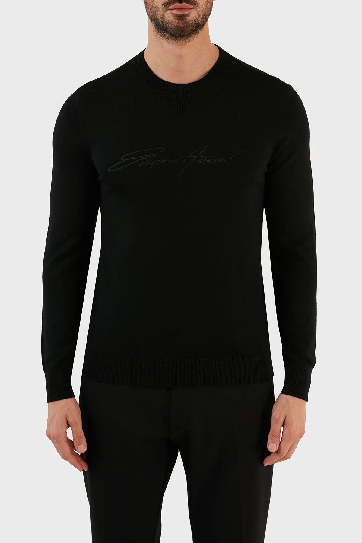 Emporio Armani Yünlü Regular Fit Bisiklet Yaka Erkek Kazak 6L1MXJ 1MBPZ 0999 SİYAH - 1