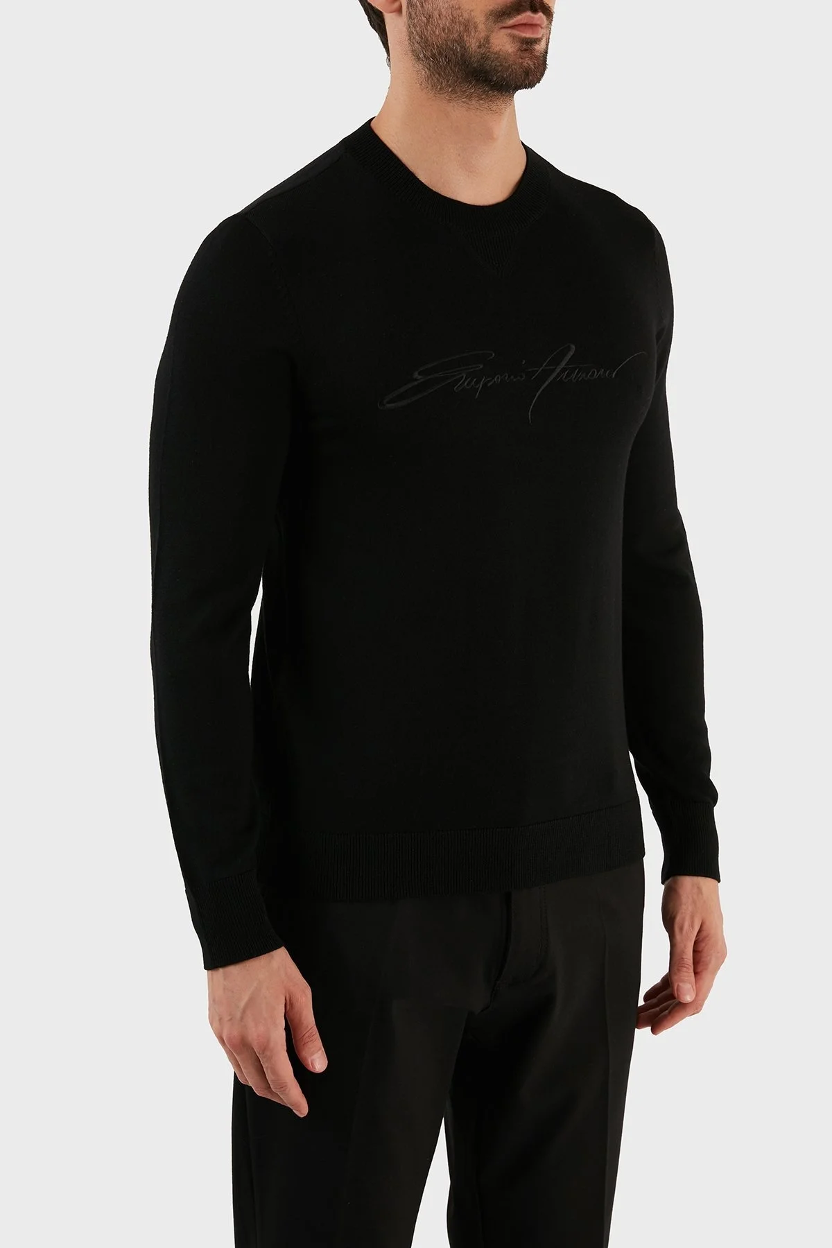 Emporio Armani Yünlü Regular Fit Bisiklet Yaka Erkek Kazak 6L1MXJ 1MBPZ 0999 SİYAH - 3