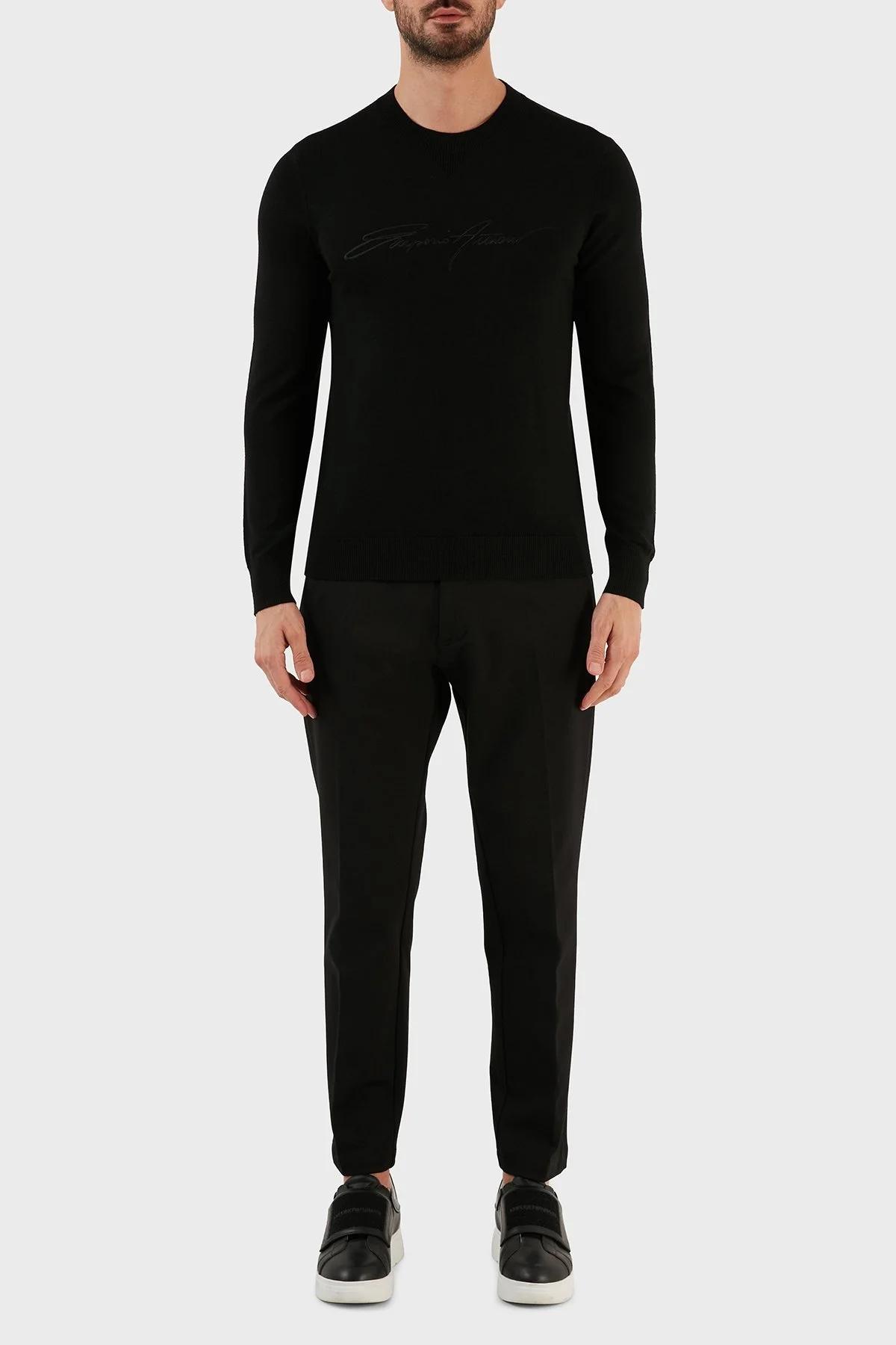 Emporio Armani Yünlü Regular Fit Bisiklet Yaka Erkek Kazak 6L1MXJ 1MBPZ 0999 SİYAH - 4