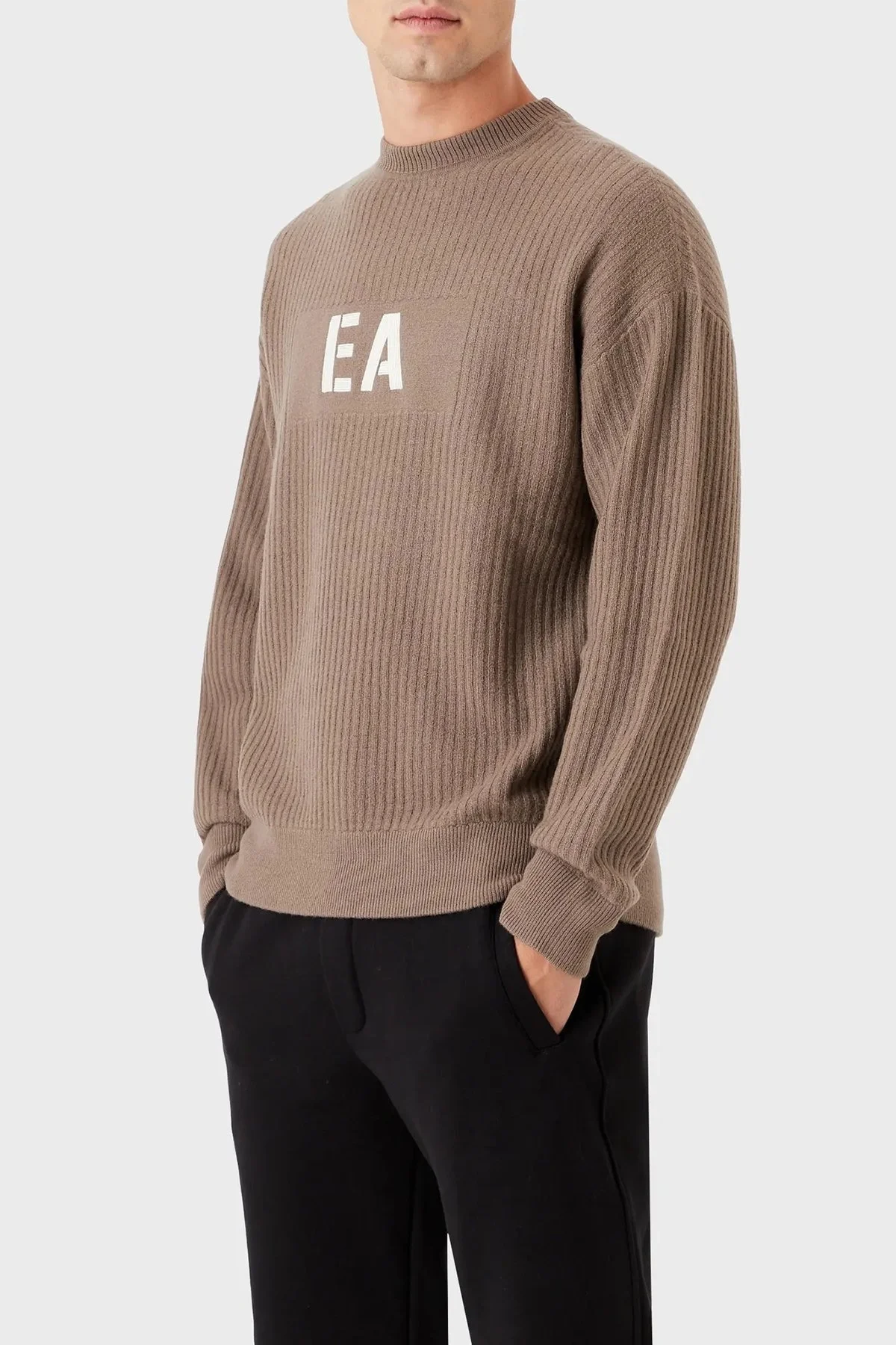 Emporio Armani Yünlü Regular Fit Bisiklet Yaka Erkek Kazak 6L1MXK 1MBQZ F409 KAHVE - 1