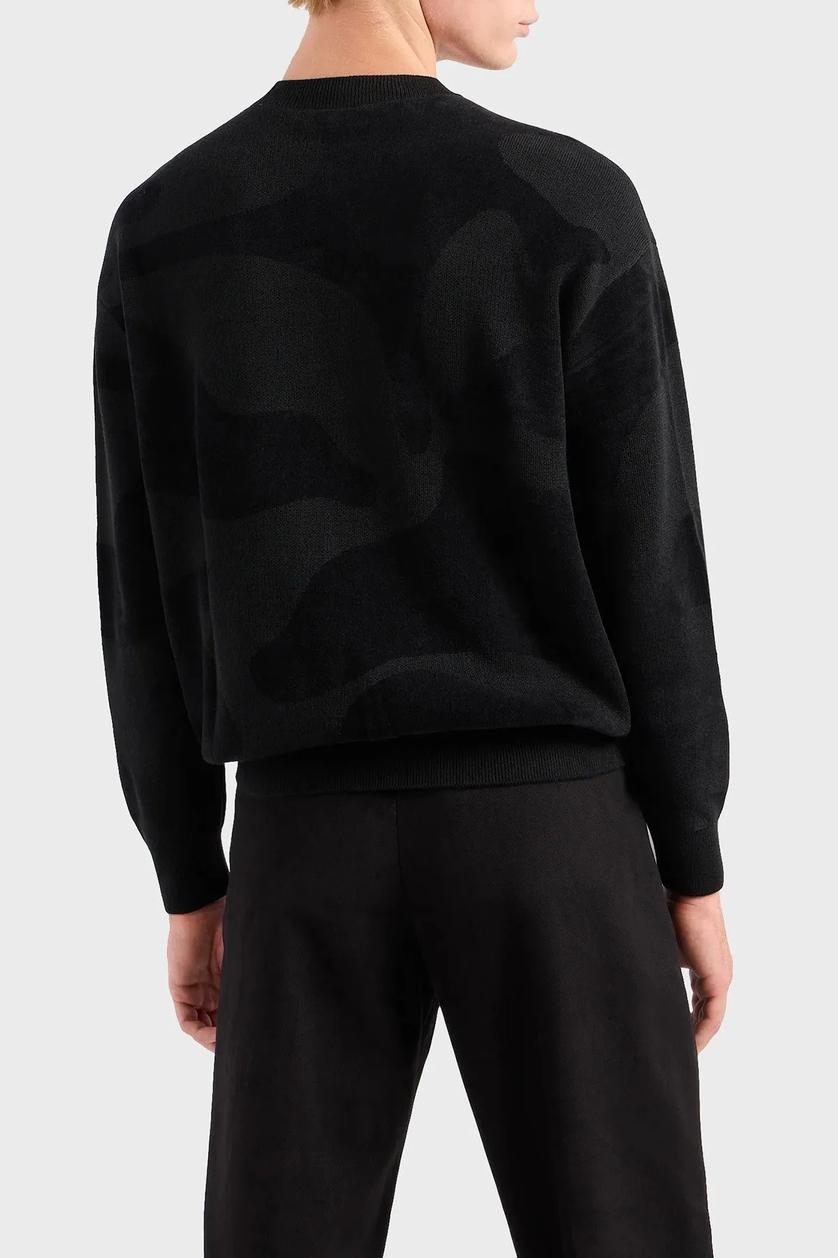 Emporio Armani Yünlü Regular Fit Bisiklet Yaka Şönil Erkek Kazak 6R1MXM 1MNHZ 0999 SİYAH - 2
