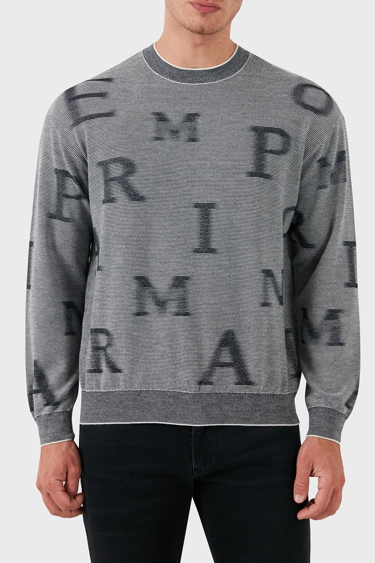 Emporio Armani Yünlü Regular Fit Bisiklet Yakalı Erkek Kazak 6D1MX8 1MJGZ F915 GRİ - 1