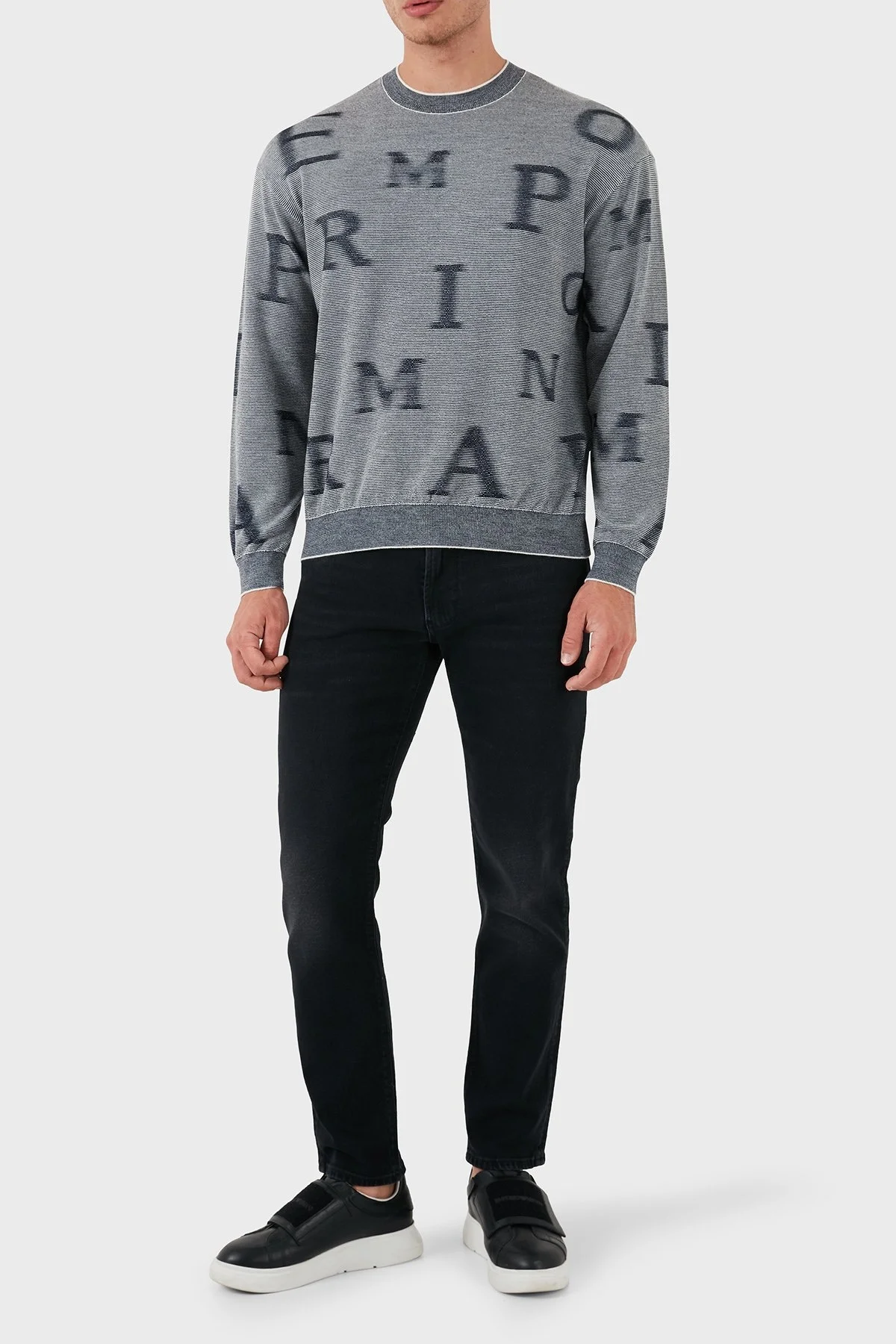 Emporio Armani Yünlü Regular Fit Bisiklet Yakalı Erkek Kazak 6D1MX8 1MJGZ F915 GRİ - 2