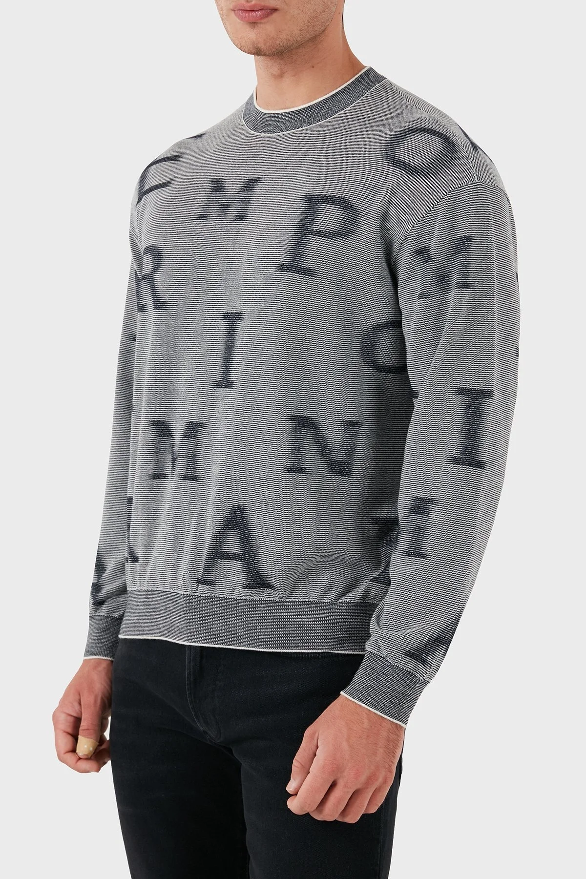 Emporio Armani Yünlü Regular Fit Bisiklet Yakalı Erkek Kazak 6D1MX8 1MJGZ F915 GRİ - 5