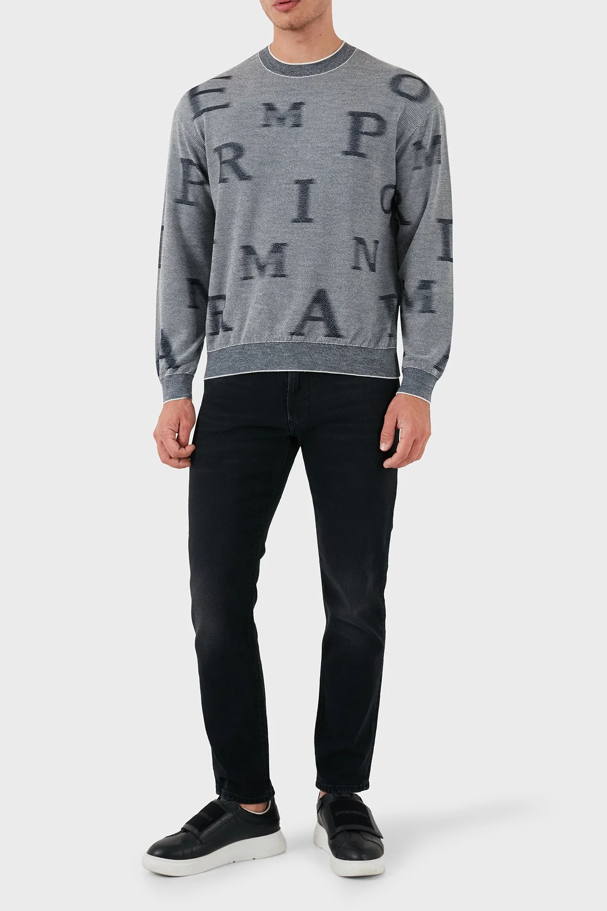 Emporio Armani Yünlü Regular Fit Bisiklet Yakalı Erkek Kazak 6D1MX8 1MJGZ F915 GRİ - 2