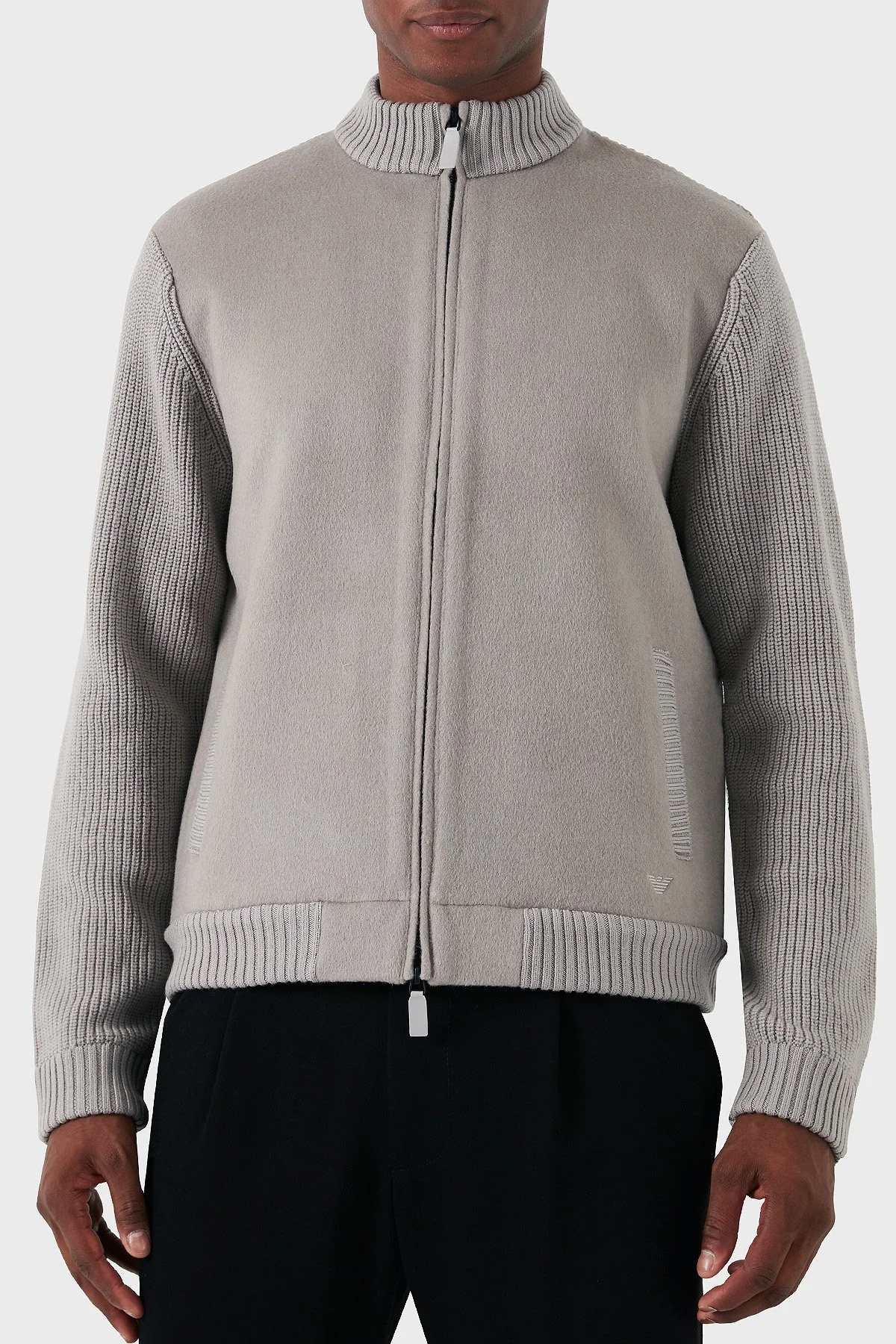 Emporio Armani Yünlü Regular Fit Dik Yaka Erkek Hırka 6D1BY2 1MF9Z 0628 GRİ - 1