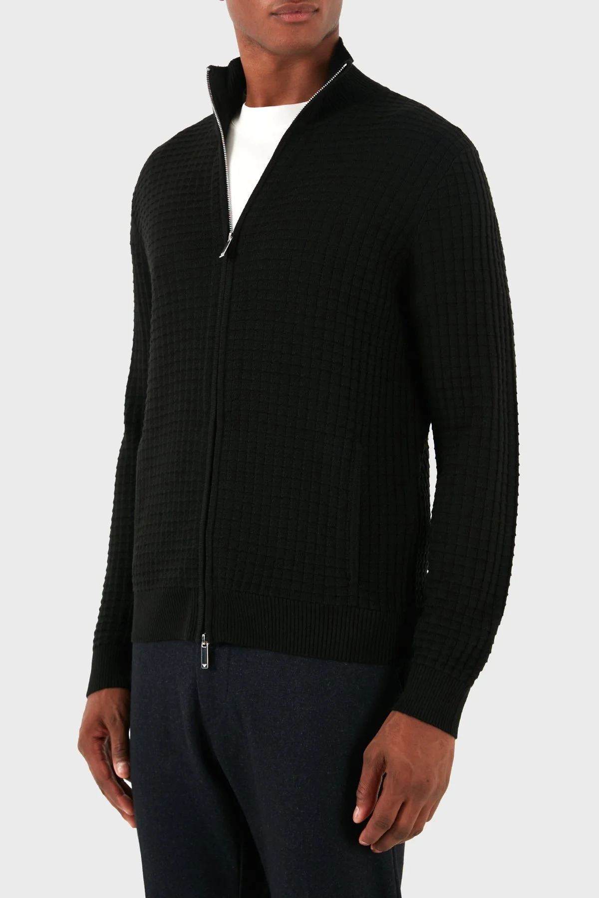Emporio Armani Yünlü Regular Fit Dik Yaka Örme Erkek Hırka 6D1BY3 1MF4Z 0999 SİYAH - 1