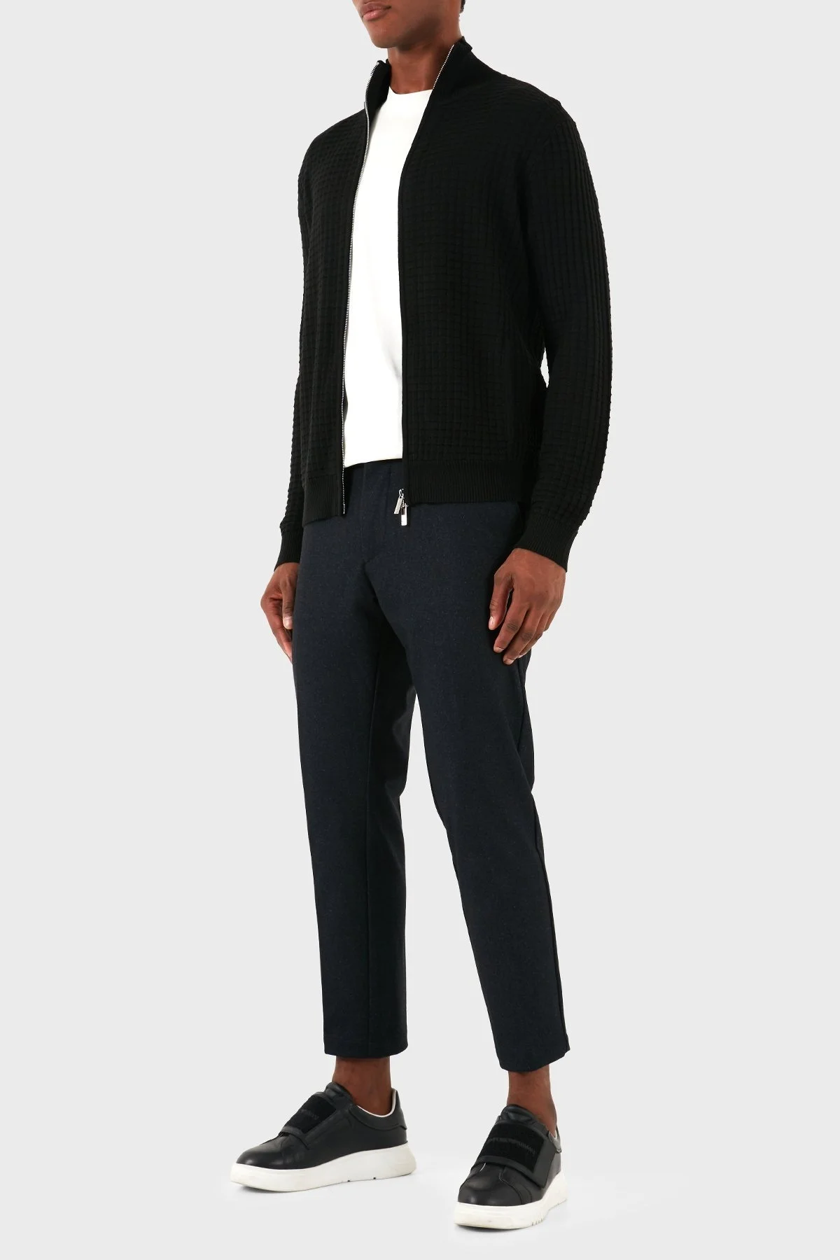 Emporio Armani Yünlü Regular Fit Dik Yaka Örme Erkek Hırka 6D1BY3 1MF4Z 0999 SİYAH - 3