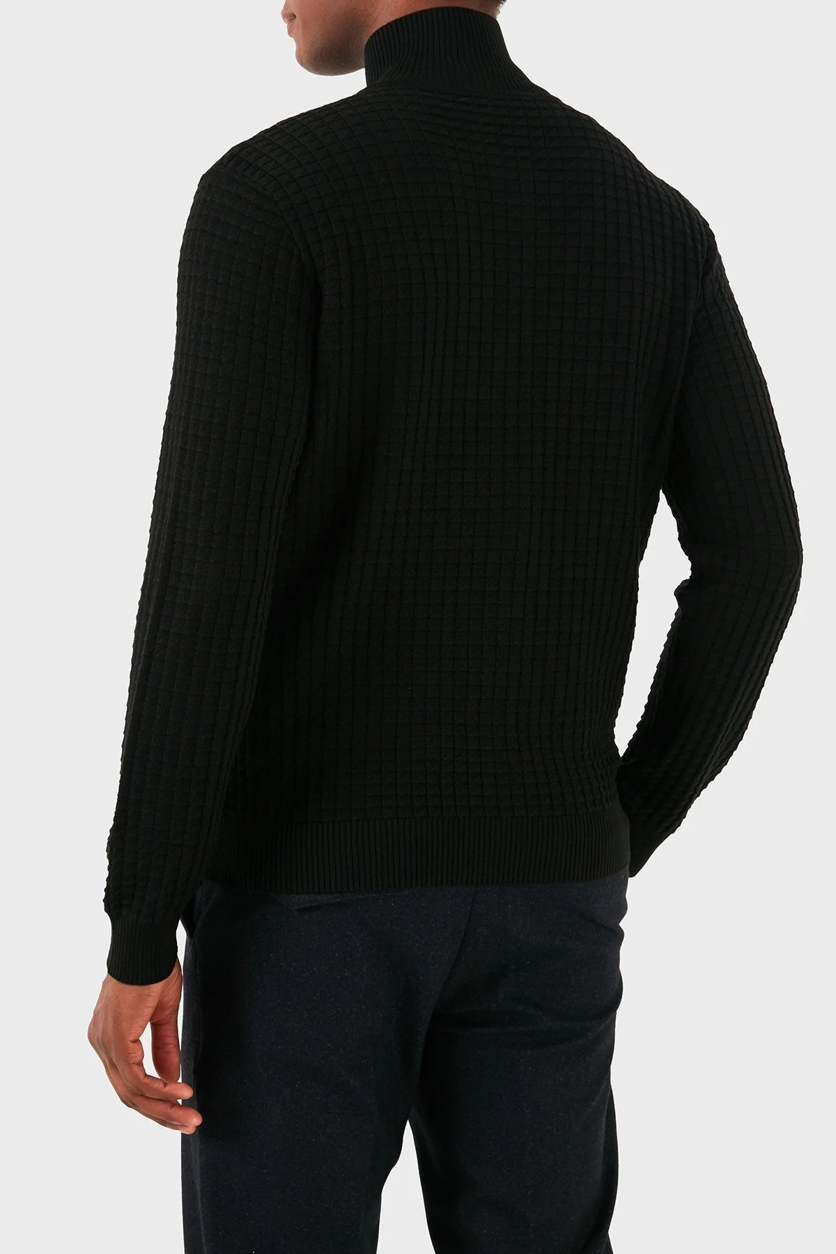 Emporio Armani Yünlü Regular Fit Dik Yaka Örme Erkek Hırka 6D1BY3 1MF4Z 0999 SİYAH - 7