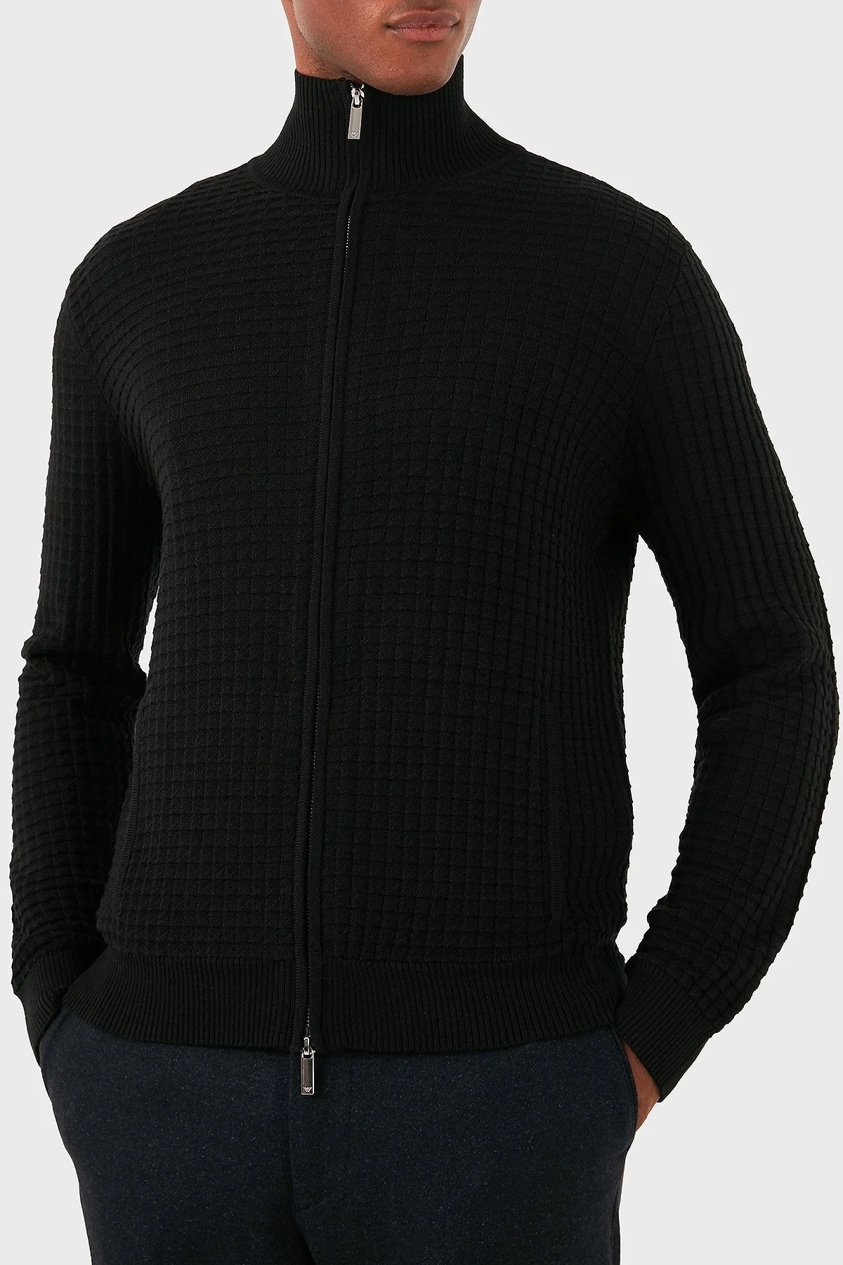 Emporio Armani Yünlü Regular Fit Dik Yaka Örme Erkek Hırka 6D1BY3 1MF4Z 0999 SİYAH - 9