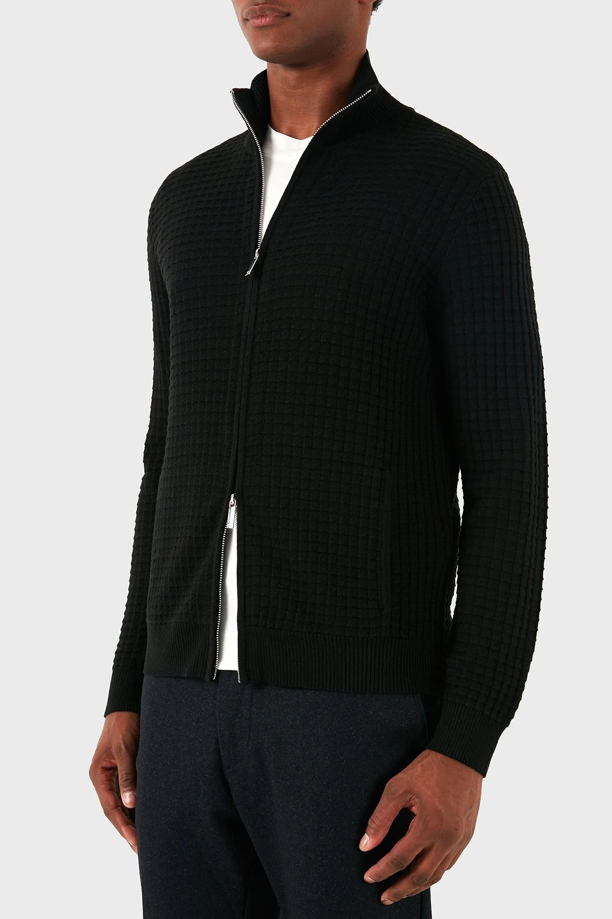 Emporio Armani Yünlü Regular Fit Dik Yaka Örme Erkek Hırka 6D1BY3 1MF4Z 0999 SİYAH - 10
