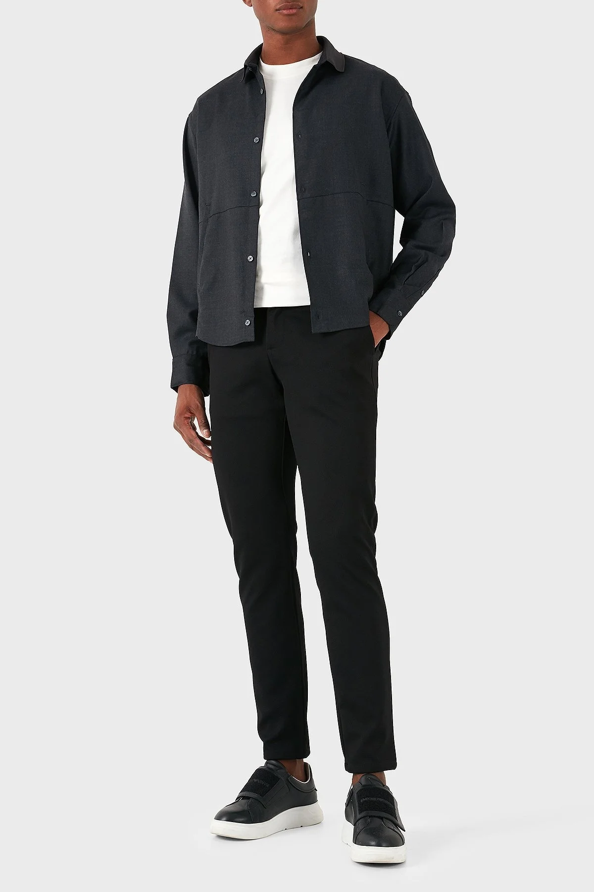Emporio Armani Yünlü Regular Fit Erkek Gömlek 6D1C61 1NVCZ 06B6 GRİ MELANJ - 3