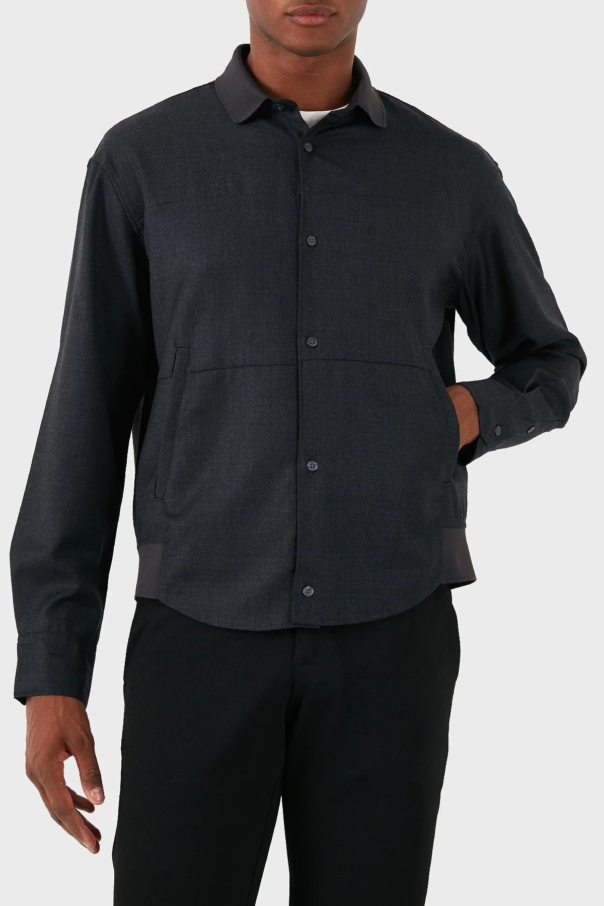 Emporio Armani Yünlü Regular Fit Erkek Gömlek 6D1C61 1NVCZ 06B6 GRİ MELANJ - 4