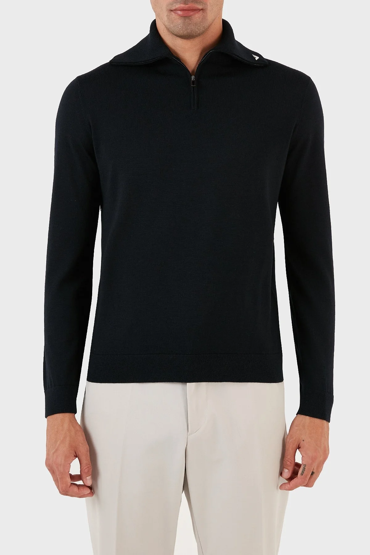 Emporio Armani Yünlü Regular Fit Fermuarlı Dik Yaka Erkek Kazak 6R1MXF 1MNFZ F904 LACİVERT - 1