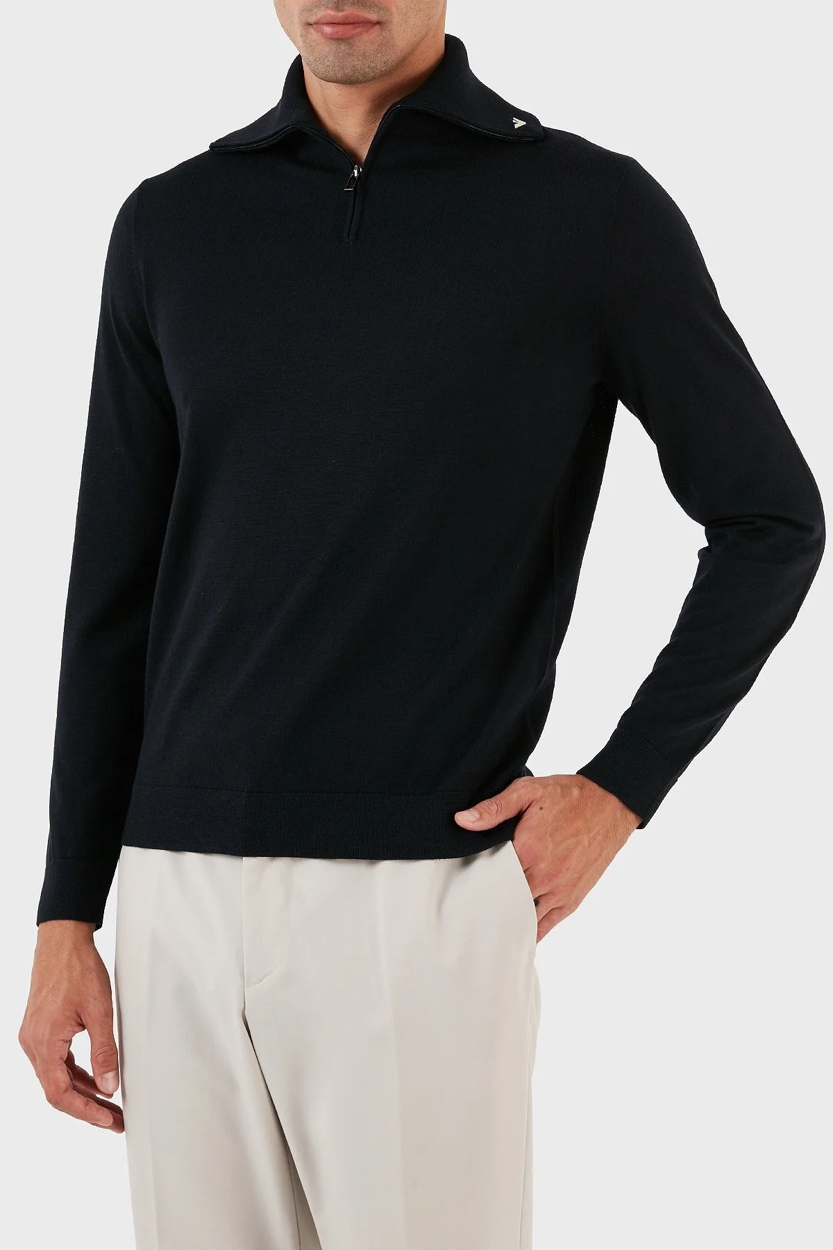 Emporio Armani Yünlü Regular Fit Fermuarlı Dik Yaka Erkek Kazak 6R1MXF 1MNFZ F904 LACİVERT - 3