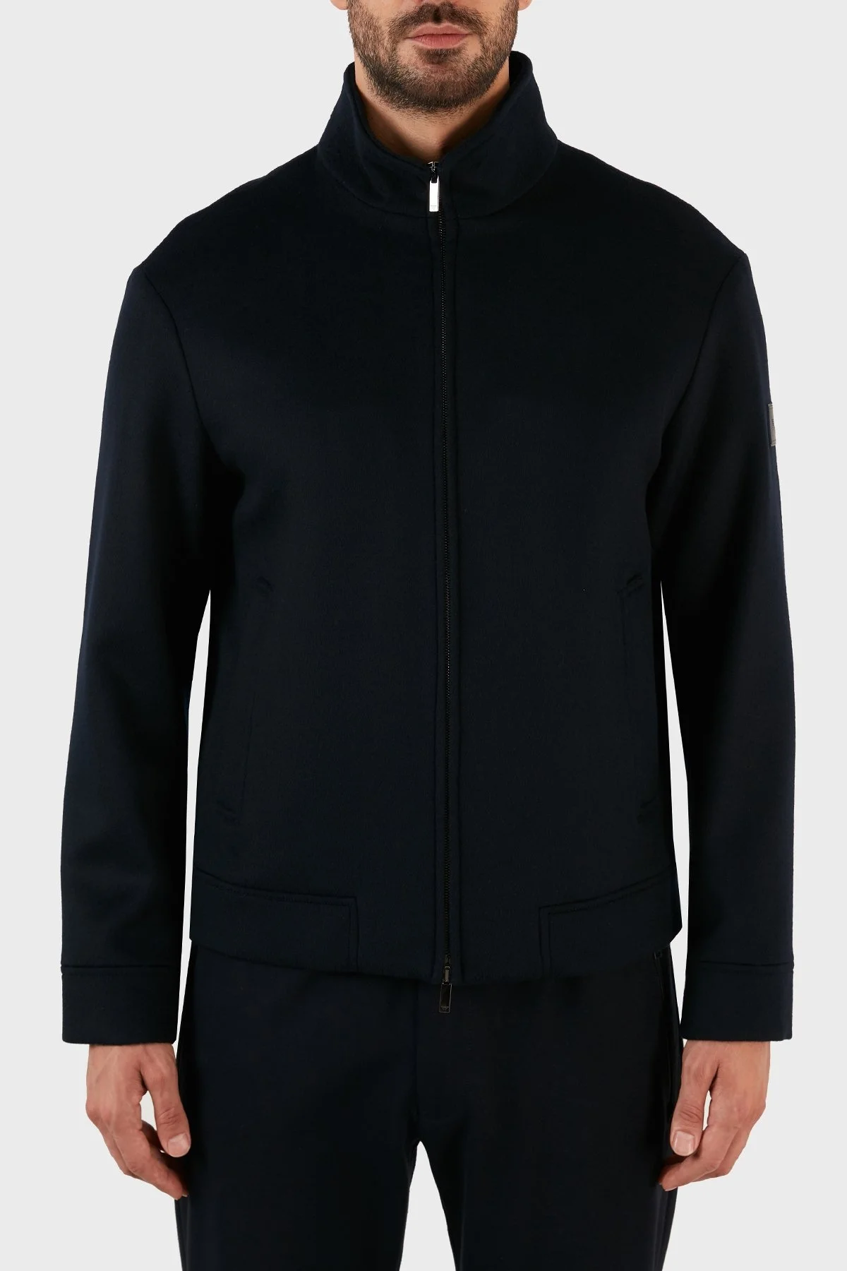 Emporio Armani Yünlü Regular Fit Fermuarlı Dik Yaka Erkek Mont H31R42 C1452 922 LACİVERT - 1