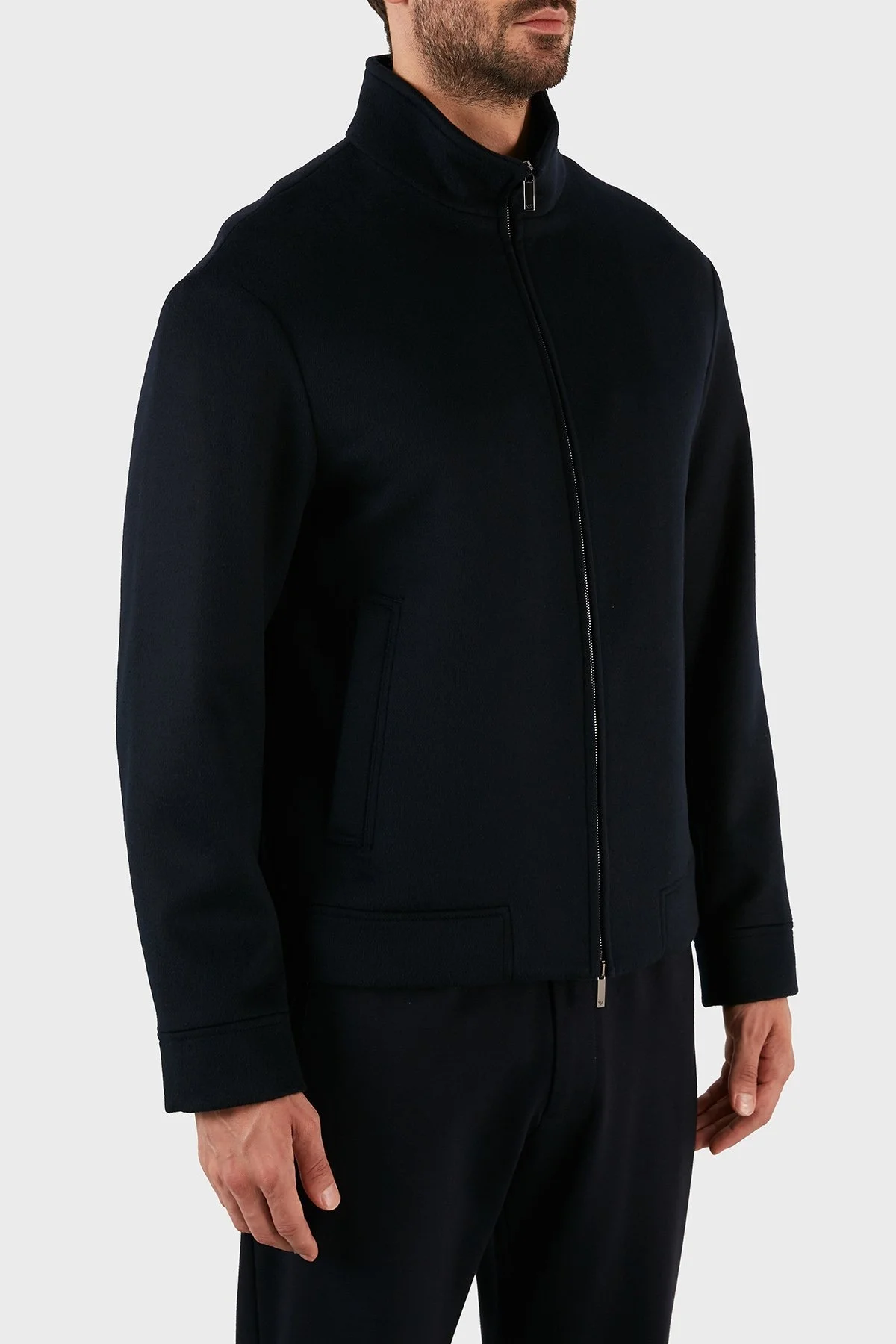 Emporio Armani Yünlü Regular Fit Fermuarlı Dik Yaka Erkek Mont H31R42 C1452 922 LACİVERT - 3