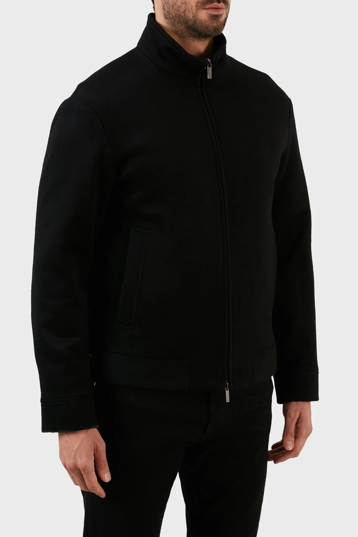 Emporio Armani Yünlü Regular Fit Fermuarlı Dik Yaka Erkek Mont H31R42 C1452 999 SİYAH - 3