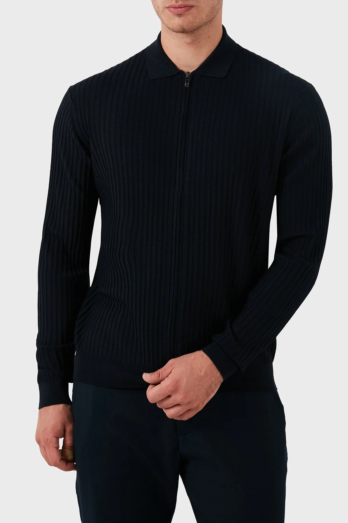 Emporio Armani Yünlü Regular Fit Fermuarlı Erkek Hırka EM000265 AF10460 UB118 LACİVERT - 5