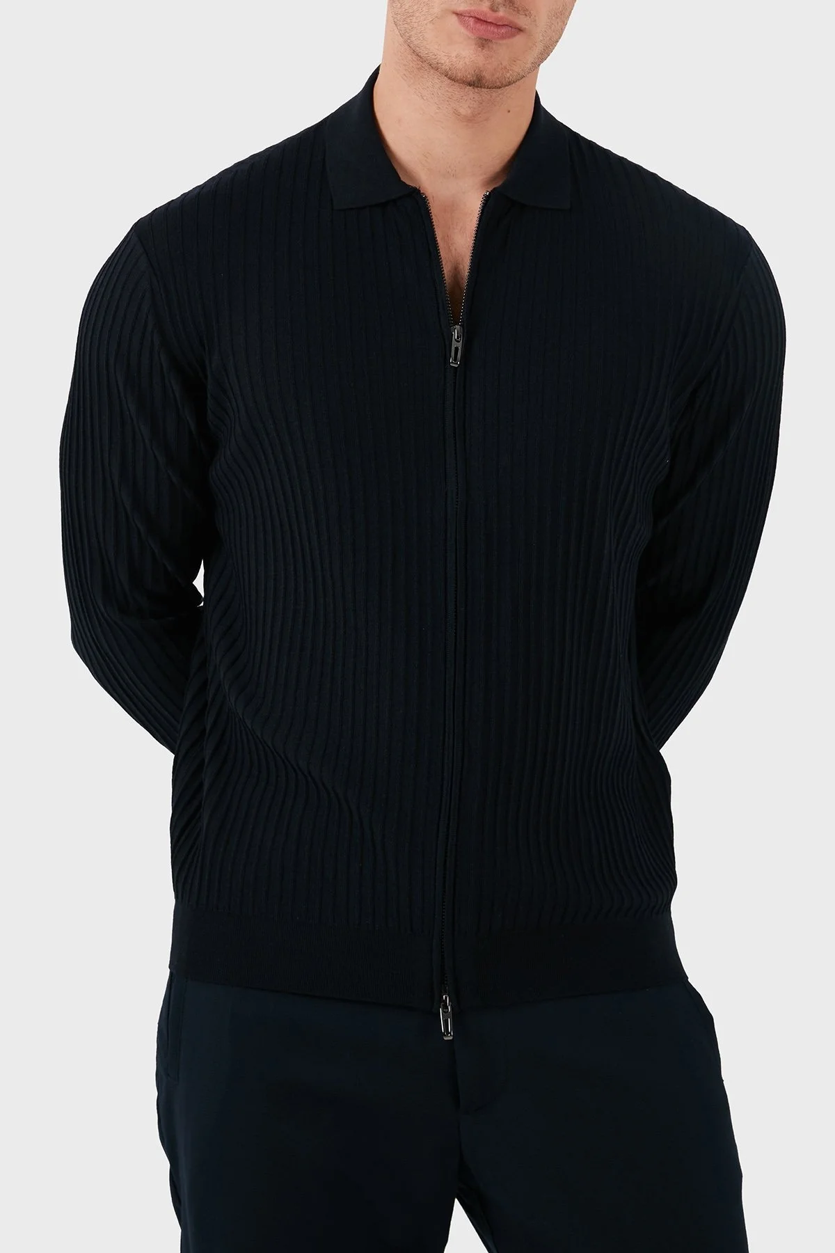 Emporio Armani Yünlü Regular Fit Fermuarlı Erkek Hırka EM000265 AF10460 UB118 LACİVERT - 6