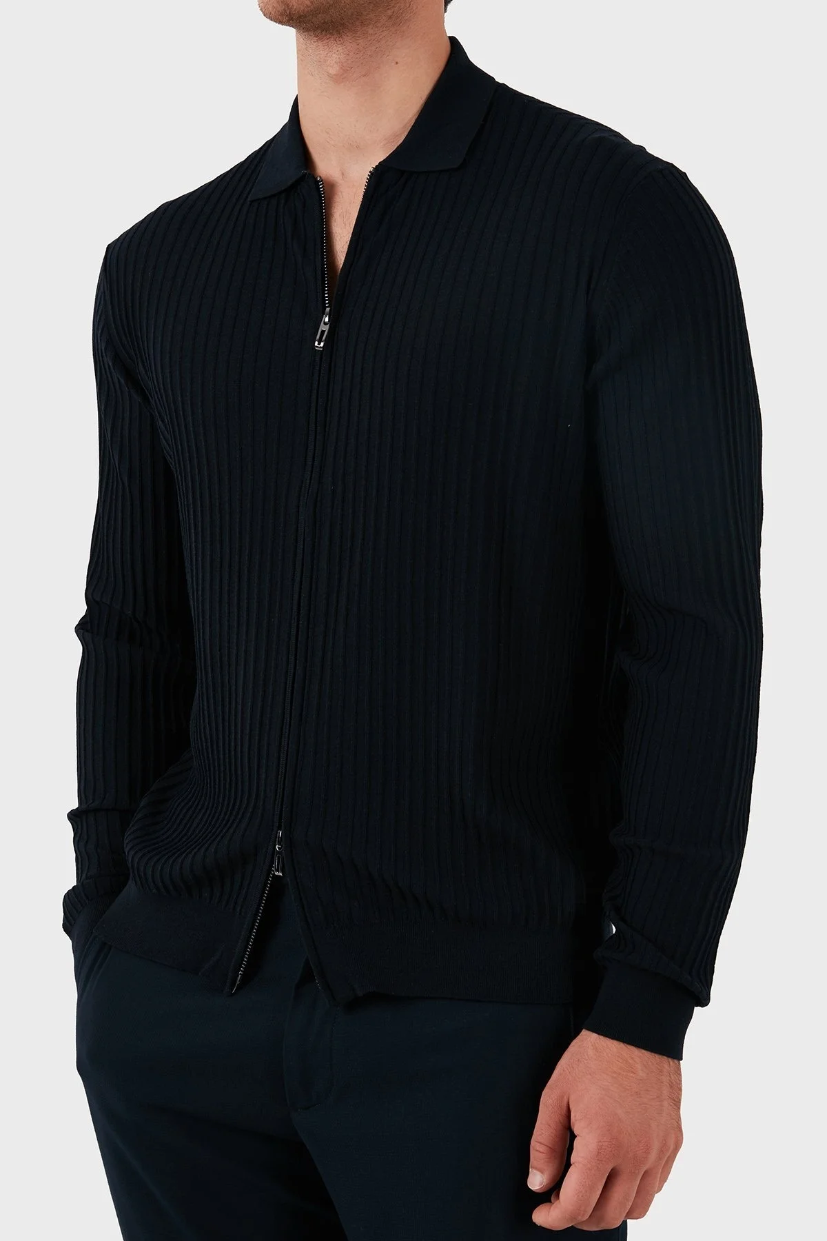 Emporio Armani Yünlü Regular Fit Fermuarlı Erkek Hırka EM000265 AF10460 UB118 LACİVERT - 7