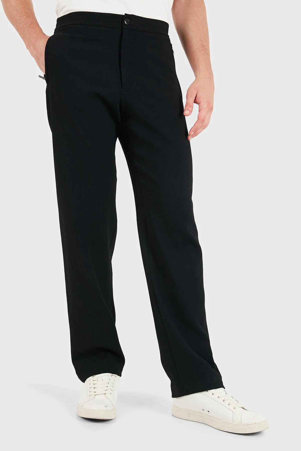 Emporio Armani Yünlü Regular Fit Normal Bel Düz Paça Erkek Pantolon EM004720 AF29404 UC001 Siyah - 1