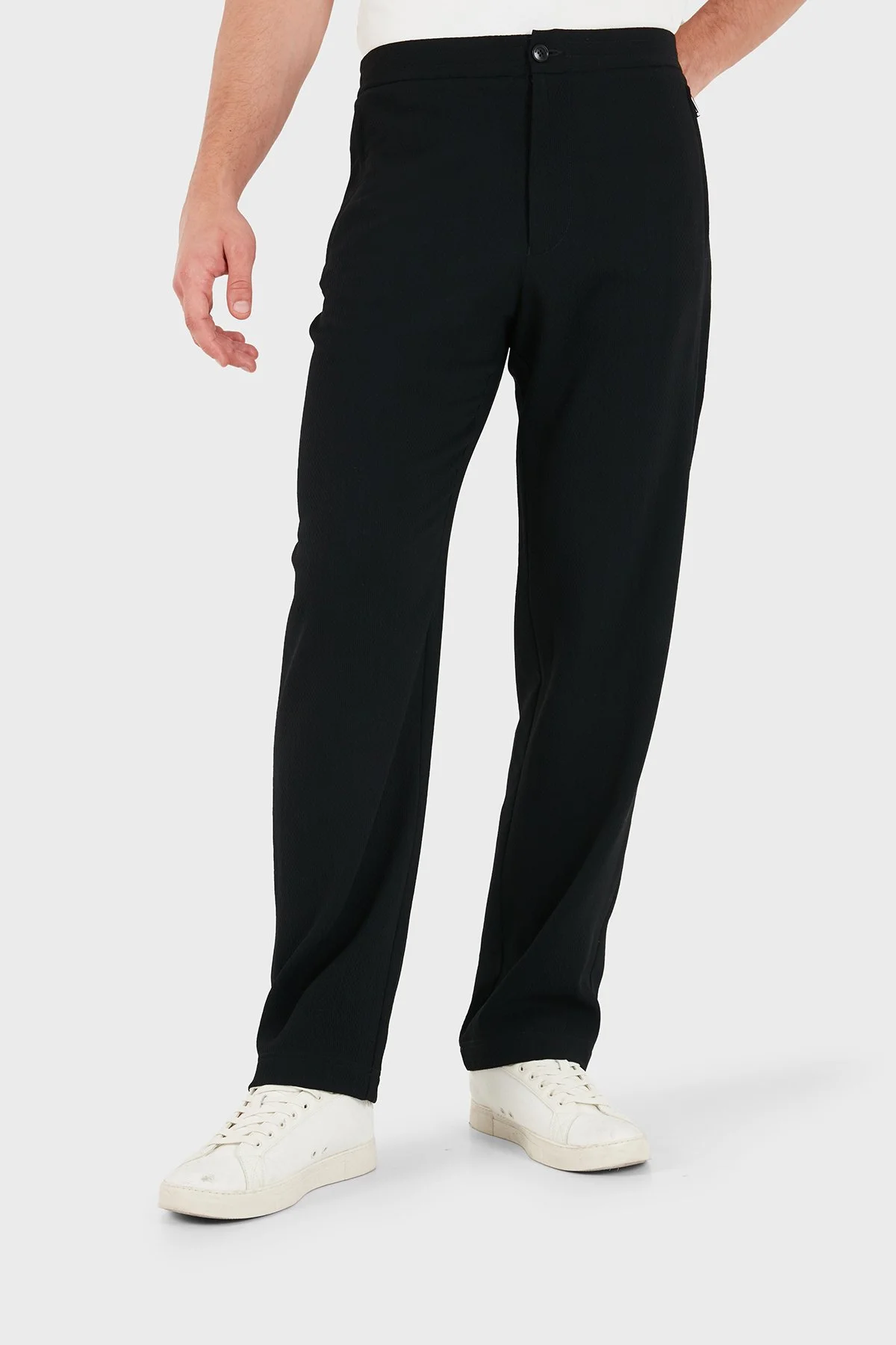 Emporio Armani Yünlü Regular Fit Normal Bel Düz Paça Erkek Pantolon EM004720 AF29404 UC001 Siyah - 4