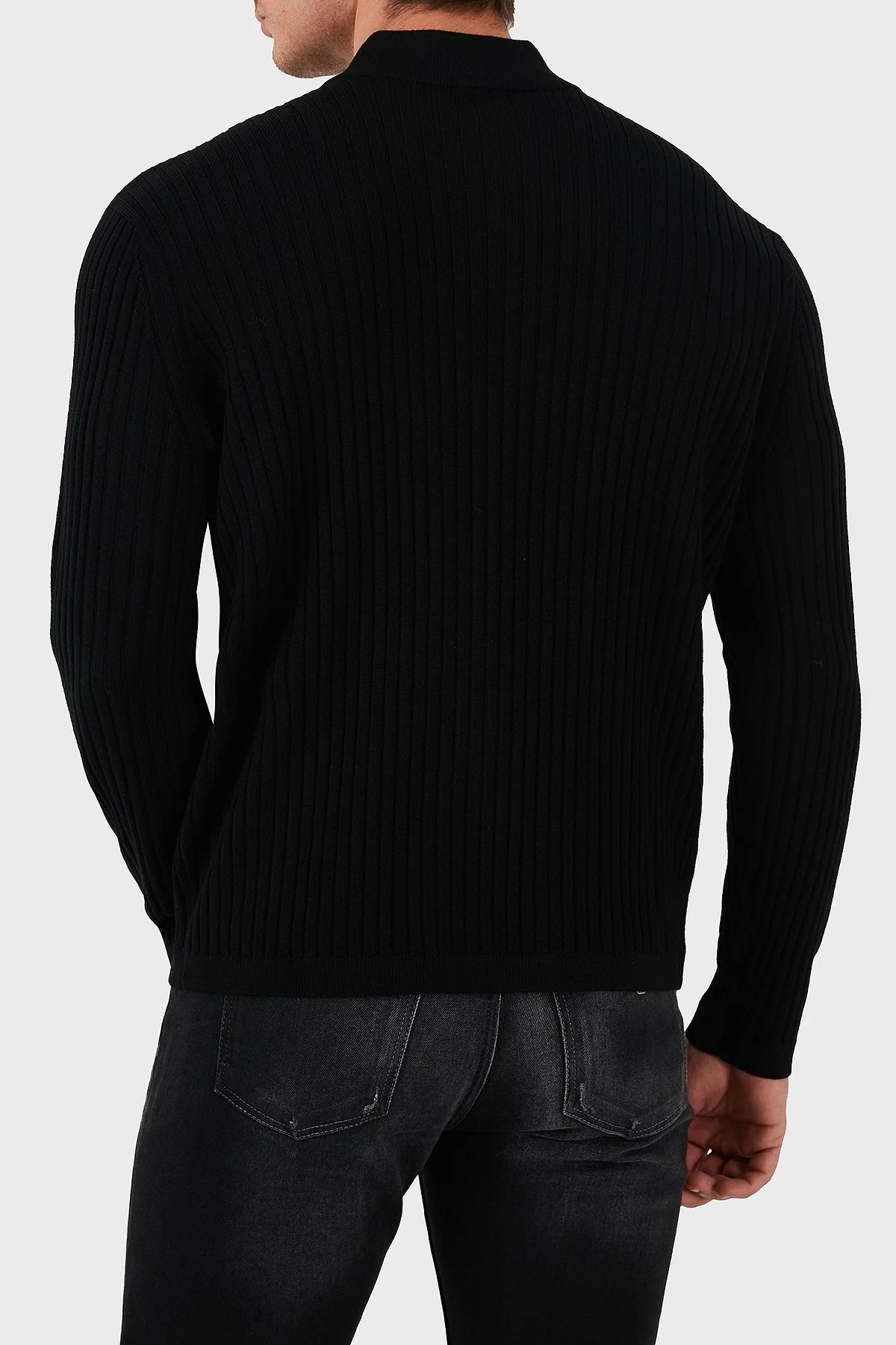 Emporio Armani Yünlü Regular Fit Yarım Fermuarlı Kolej Yaka Erkek Kazak 6D1MXP 1MKDZ 0999 SİYAH - 3