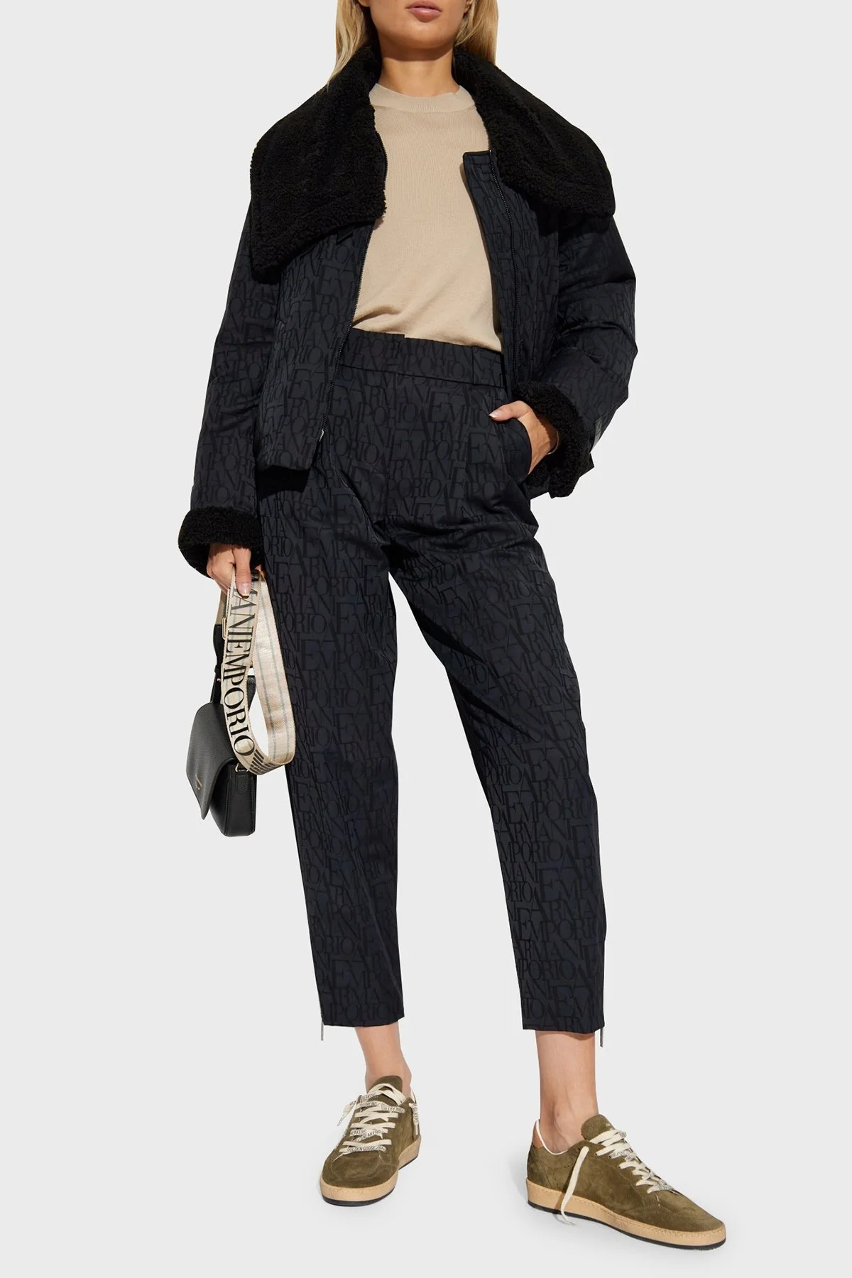 Emporio Armani Yünlü Relaxed Fit Asimetrik Yaka Biker Bayan Mont 6D2B62 2NGGZ 0999 SİYAH - 2