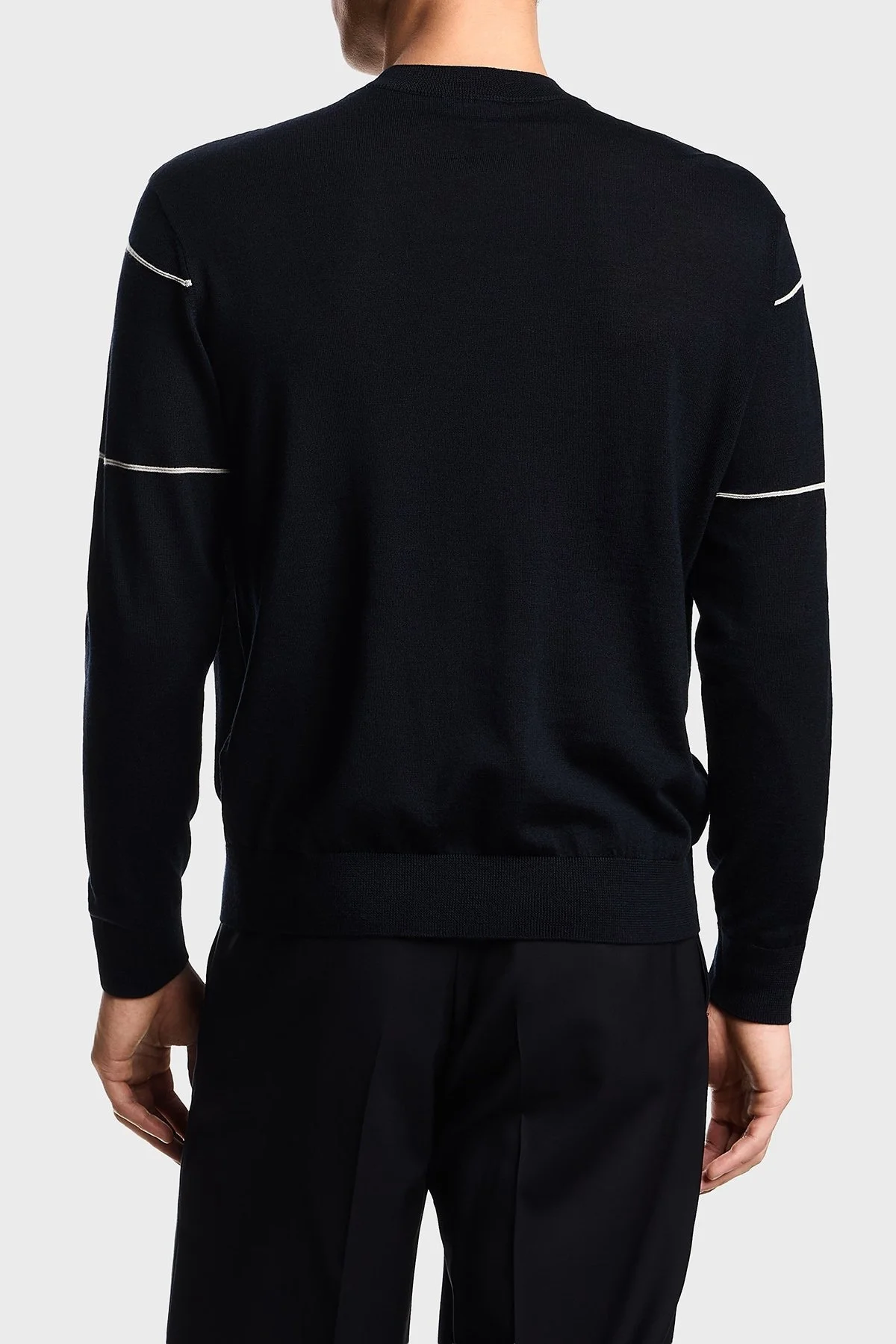 Emporio Armani Yünlü Şerit Detaylı Regular Fit Bisiklet Yaka Erkek Kazak EM002796 AF14199 MB173 LACİVERT - 3