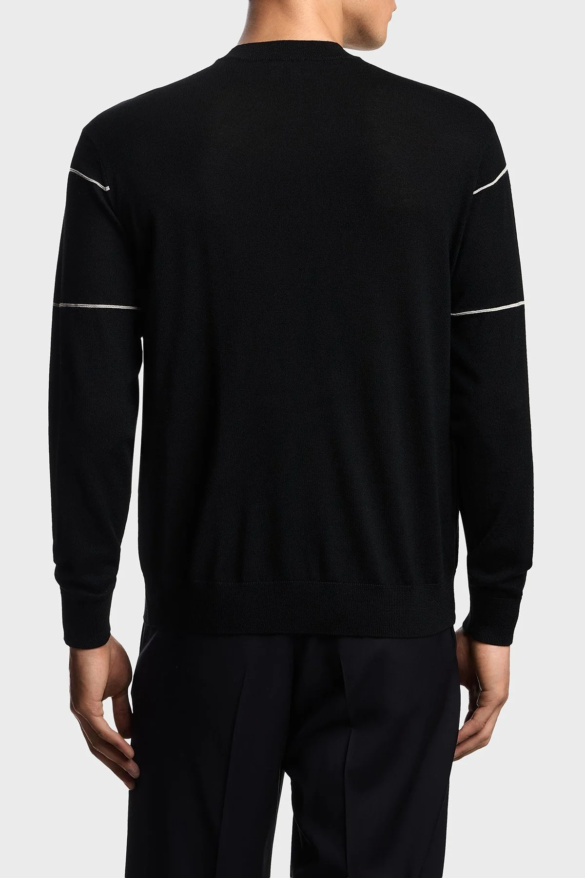 Emporio Armani Yünlü Şerit Detaylı Regular Fit Bisiklet Yaka Erkek Kazak EM002796 AF14199 MC156 SİYAH - 3