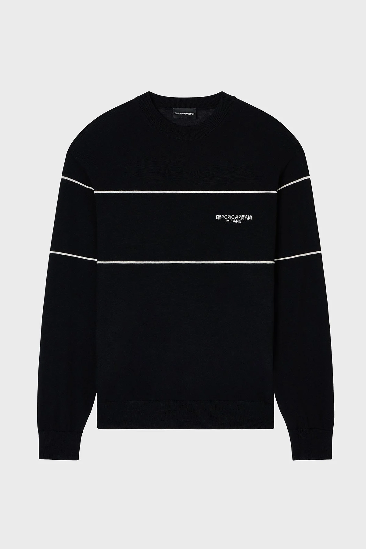 Emporio Armani Yünlü Şerit Detaylı Regular Fit Bisiklet Yaka Erkek Kazak EM002796 AF14199 MC156 SİYAH - 5