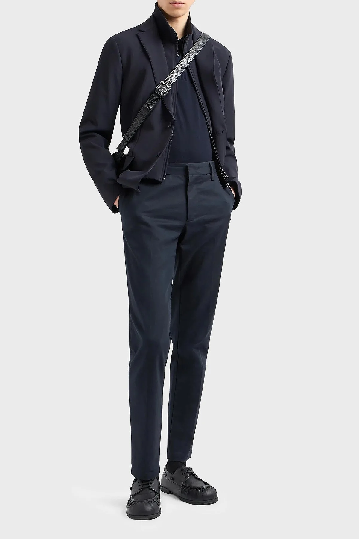 Emporio Armani Yünlü Slim Fit Mono Yaka Erkek Ceket 6D1GA3 1NUBZ 0920 LACİVERT - 3