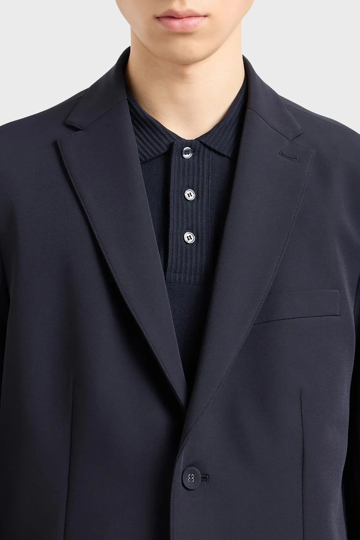 Emporio Armani Yünlü Slim Fit Mono Yaka Erkek Ceket 6D1GA3 1NUBZ 0920 LACİVERT - 4