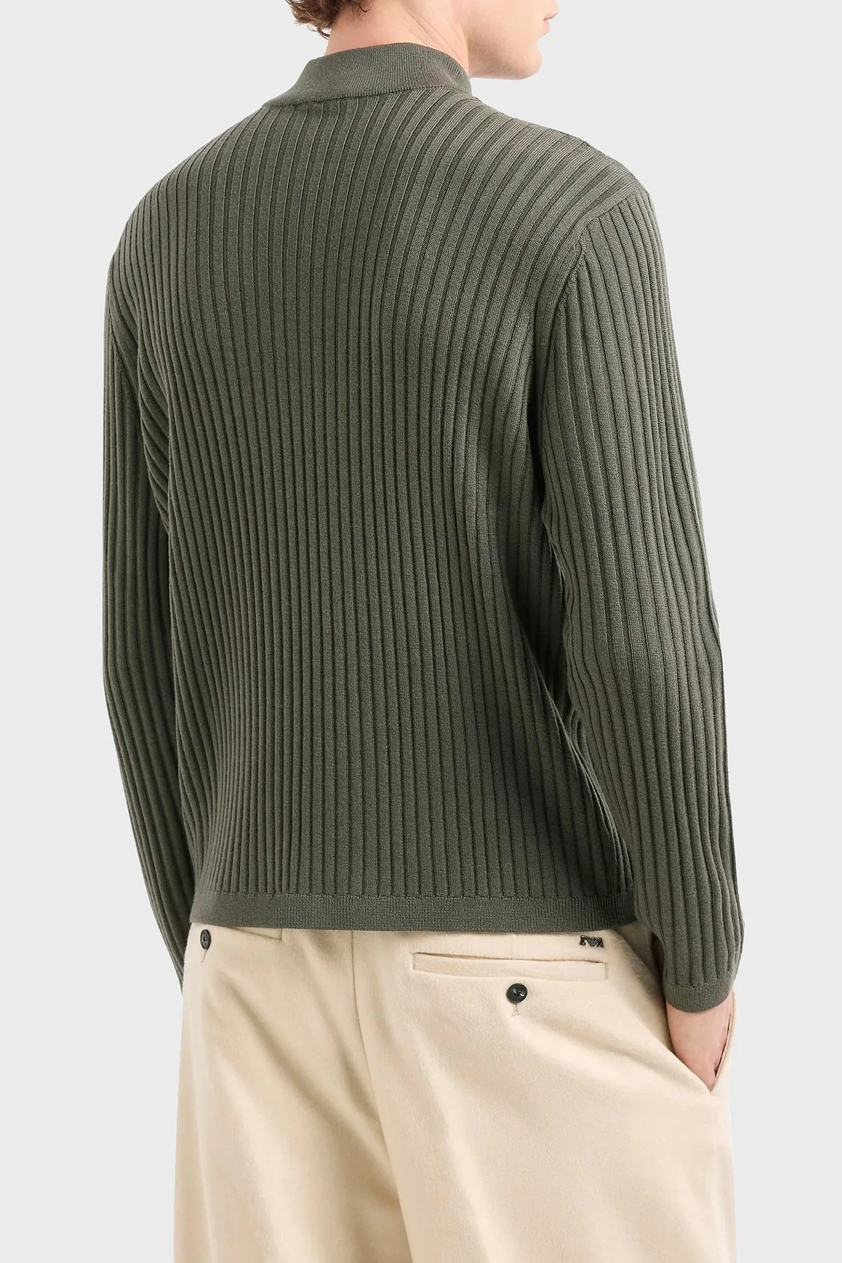 Emporio Armani Yünlü Slim Fit Yarım Fermuarlı Dik Yaka Erkek Kazak 6D1MXP 1MKDZ 06K0 HAKİ - 3