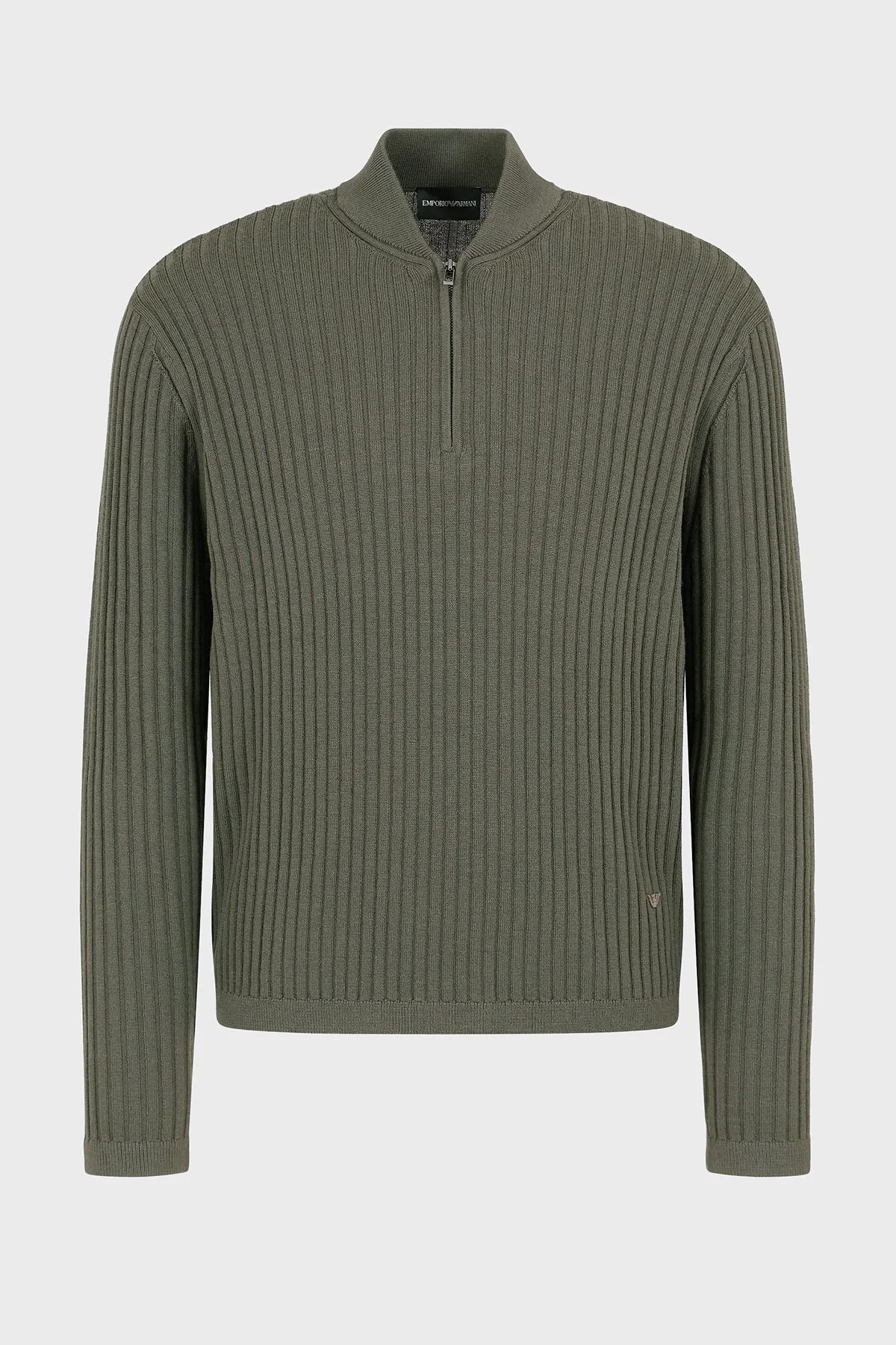 Emporio Armani Yünlü Slim Fit Yarım Fermuarlı Dik Yaka Erkek Kazak 6D1MXP 1MKDZ 06K0 HAKİ - 4