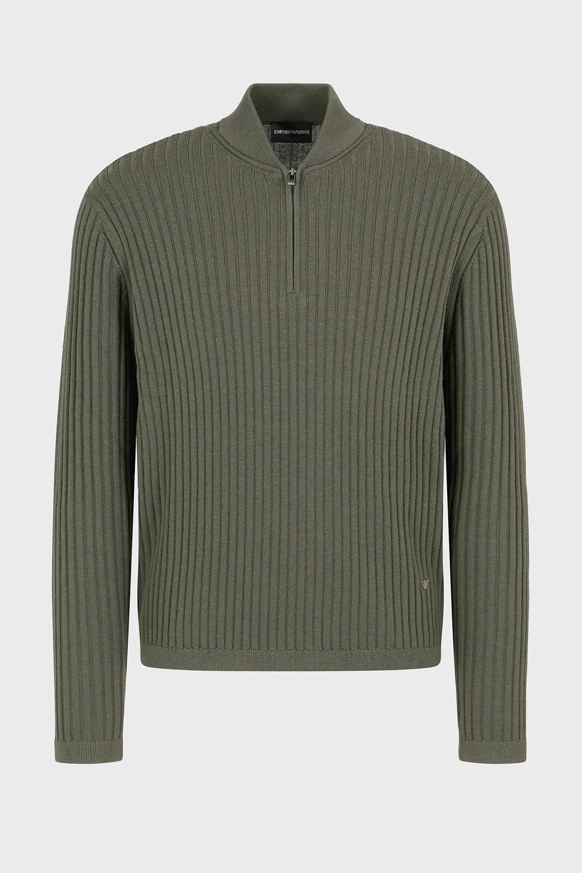 Emporio Armani Yünlü Slim Fit Yarım Fermuarlı Dik Yaka Erkek Kazak 6D1MXP 1MKDZ 06K0 HAKİ - 4