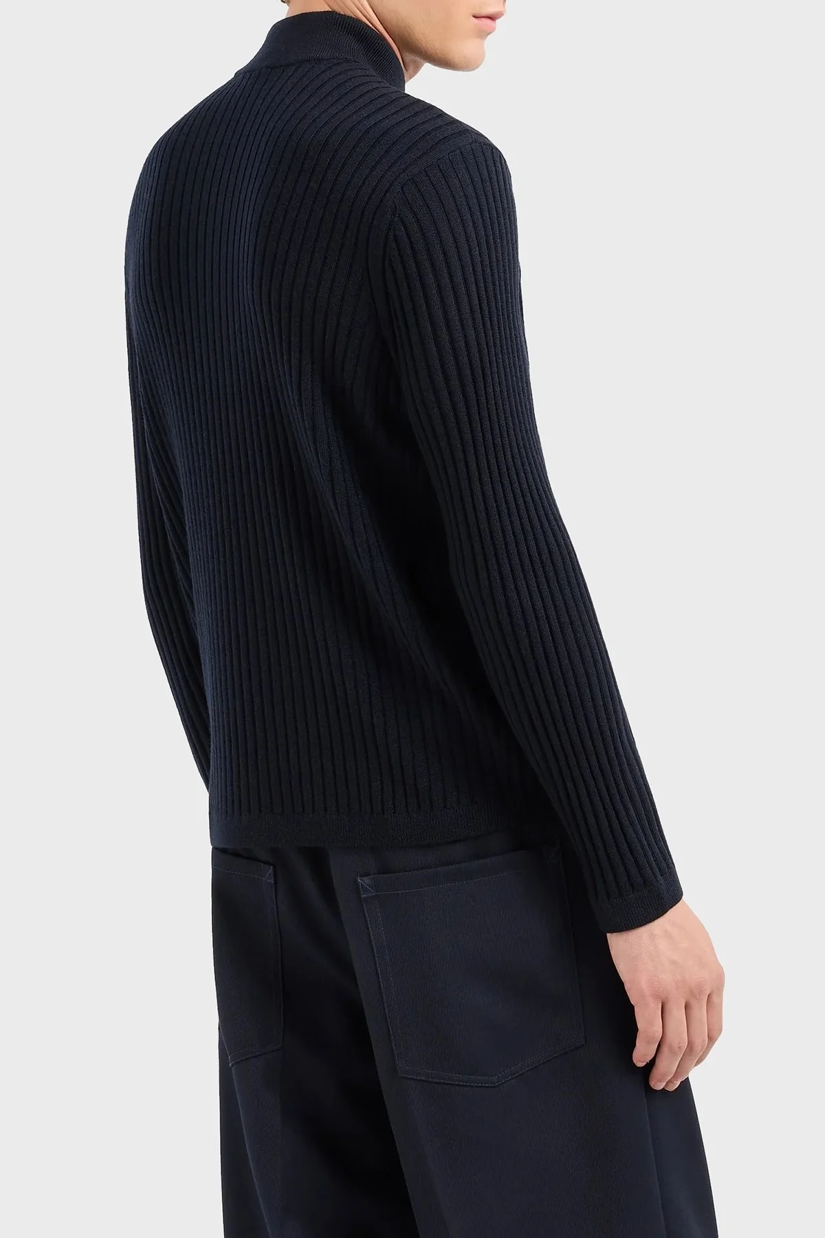 Emporio Armani Yünlü Slim Fit Yarım Fermuarlı Dik Yaka Erkek Kazak 6D1MXP 1MKDZ 0920 LACİVERT - 2
