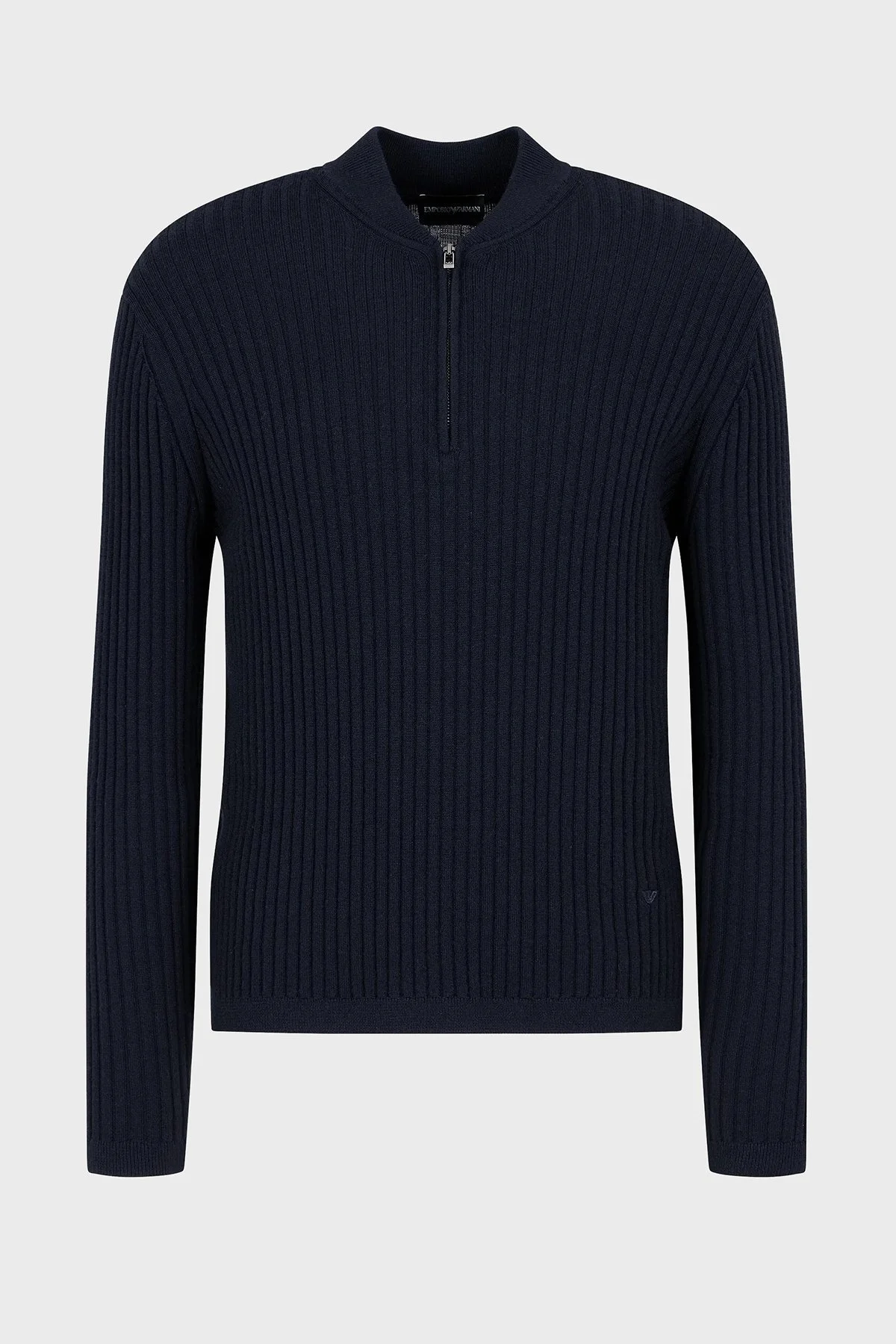 Emporio Armani Yünlü Slim Fit Yarım Fermuarlı Dik Yaka Erkek Kazak 6D1MXP 1MKDZ 0920 LACİVERT - 5
