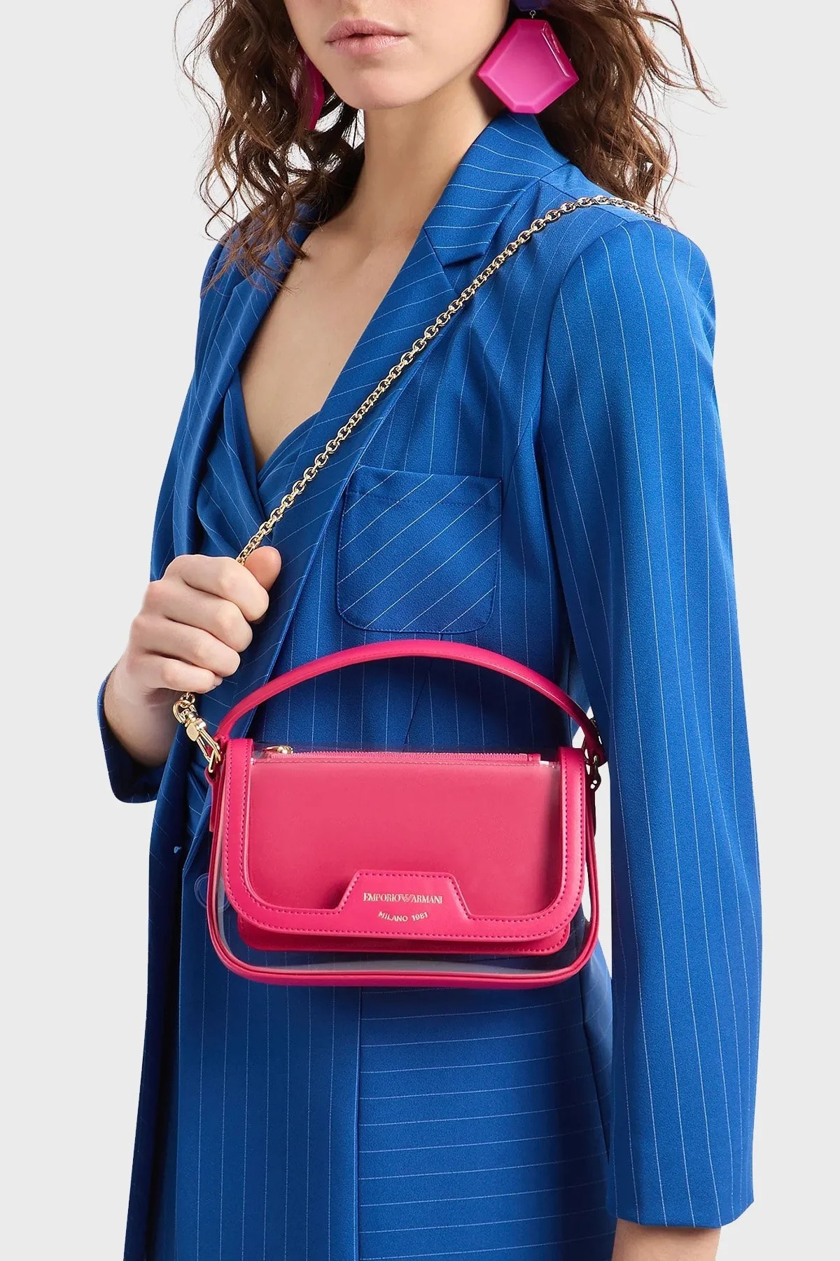 Emporio Armani Zincir Askılı Şeffaf Bayan Çanta Y3H294 YWS5B 80746 PEMBE - 2