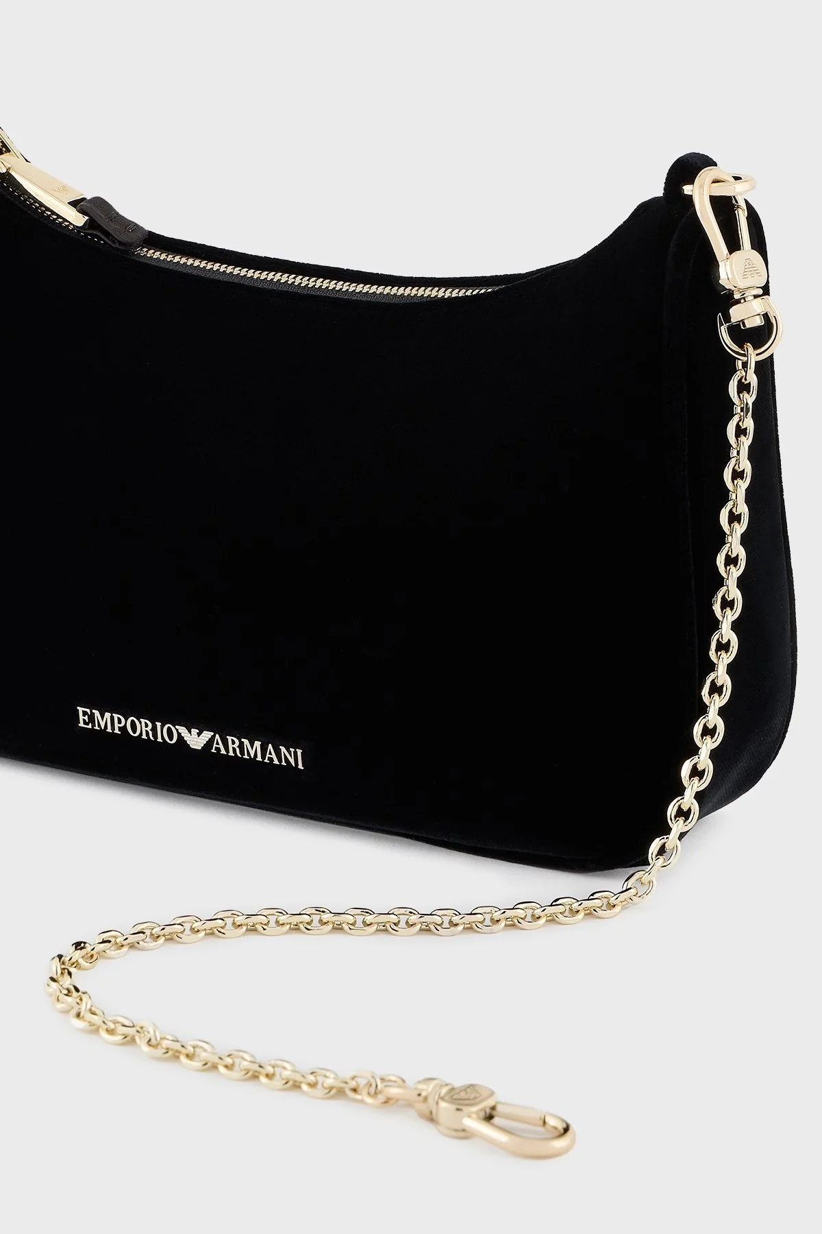 Emporio Armani Zincir Omuz Askılı Kadife Bayan Çanta EW001627 AF15076 UC001 SİYAH - 5