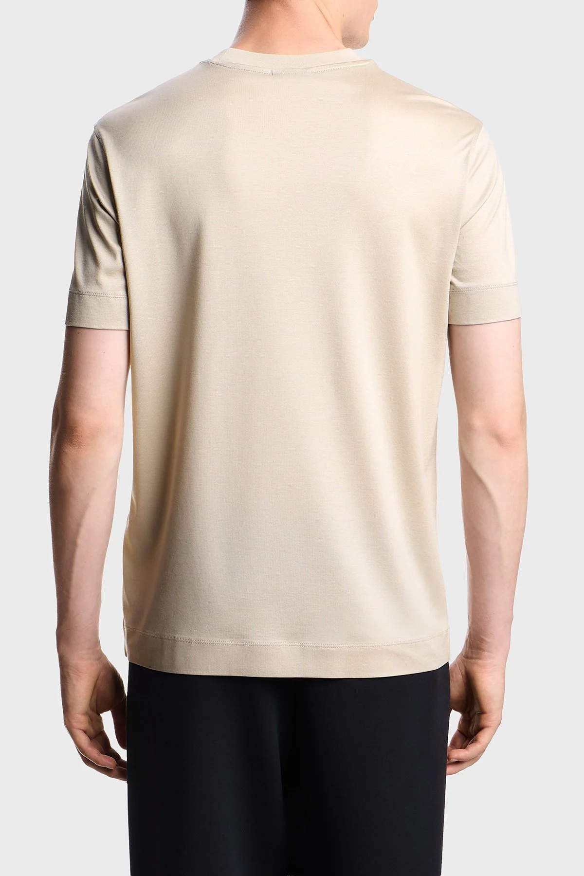 Eporio Armani Pamuk Karışımlı Regular Fit Logolu Bisiklet Yaka Erkek T Shirt EM002963 AF10761 U8140 BEJ - 3