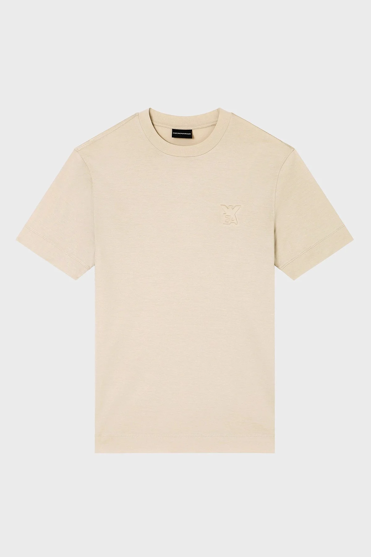 Eporio Armani Pamuk Karışımlı Regular Fit Logolu Bisiklet Yaka Erkek T Shirt EM002963 AF10761 U8140 BEJ - 5