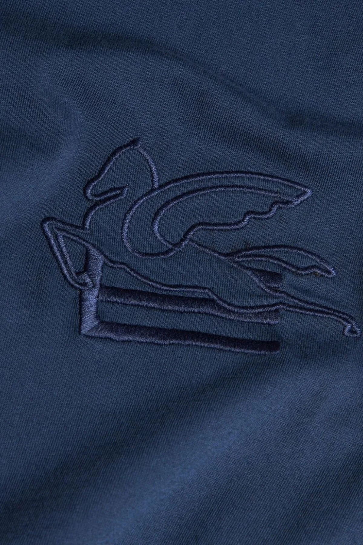 Etro % 100 Pamuk Regular Fit Bisiklet Yaka Logolu Erkek T Shirt MRMA0007 AR233 B0065 LACİVERT - 10