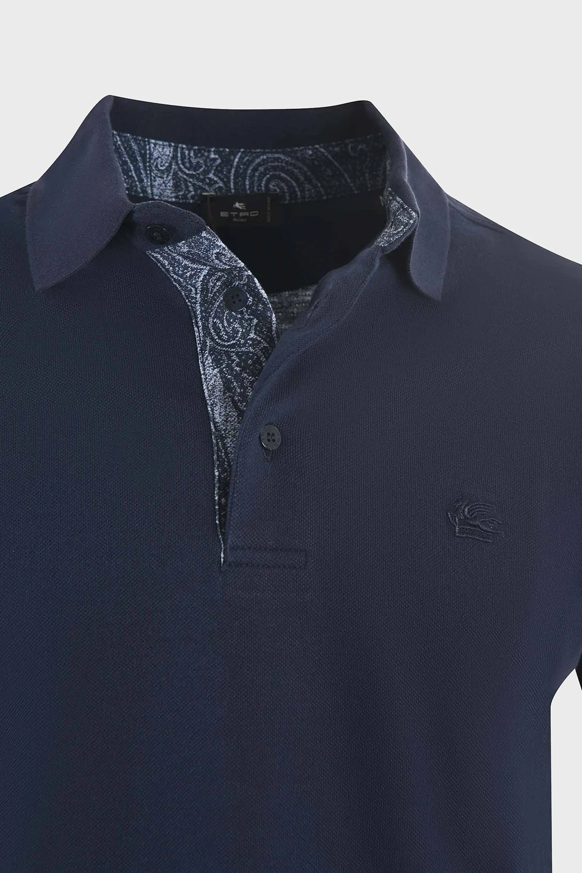 Etro % 100 Pamuk Regular Fit Düğmeli Erkek Polo Yaka T Shirt MRMD0005 AC274 B0387 LACİVERT - 8