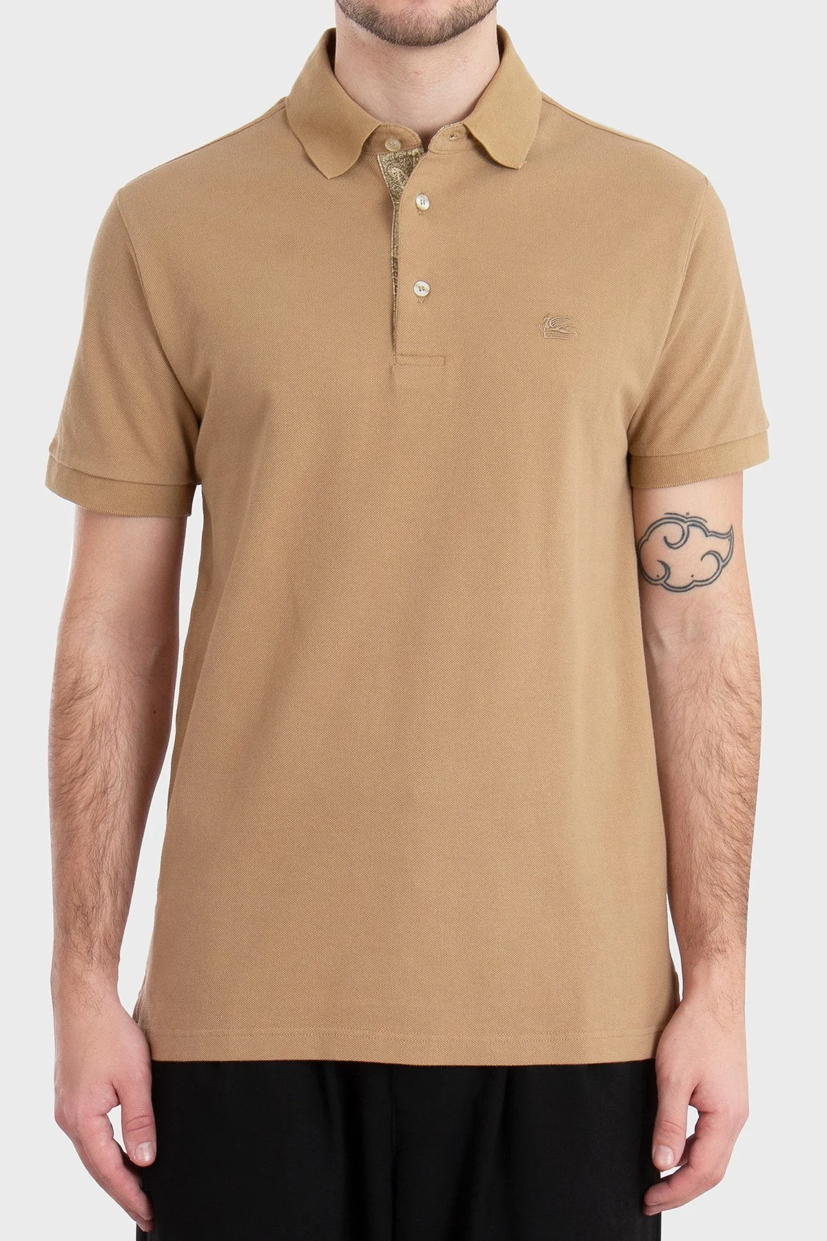 Etro %100 Pamuk Regular Fit Düğmeli Erkek Polo Yaka T Shirt MRMD0005 AC274 M2899 BEJ - 5