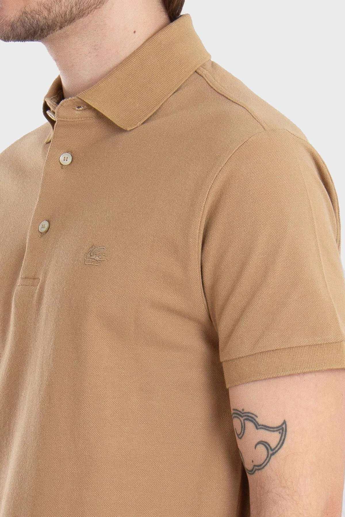 Etro %100 Pamuk Regular Fit Düğmeli Erkek Polo Yaka T Shirt MRMD0005 AC274 M2899 BEJ - 8