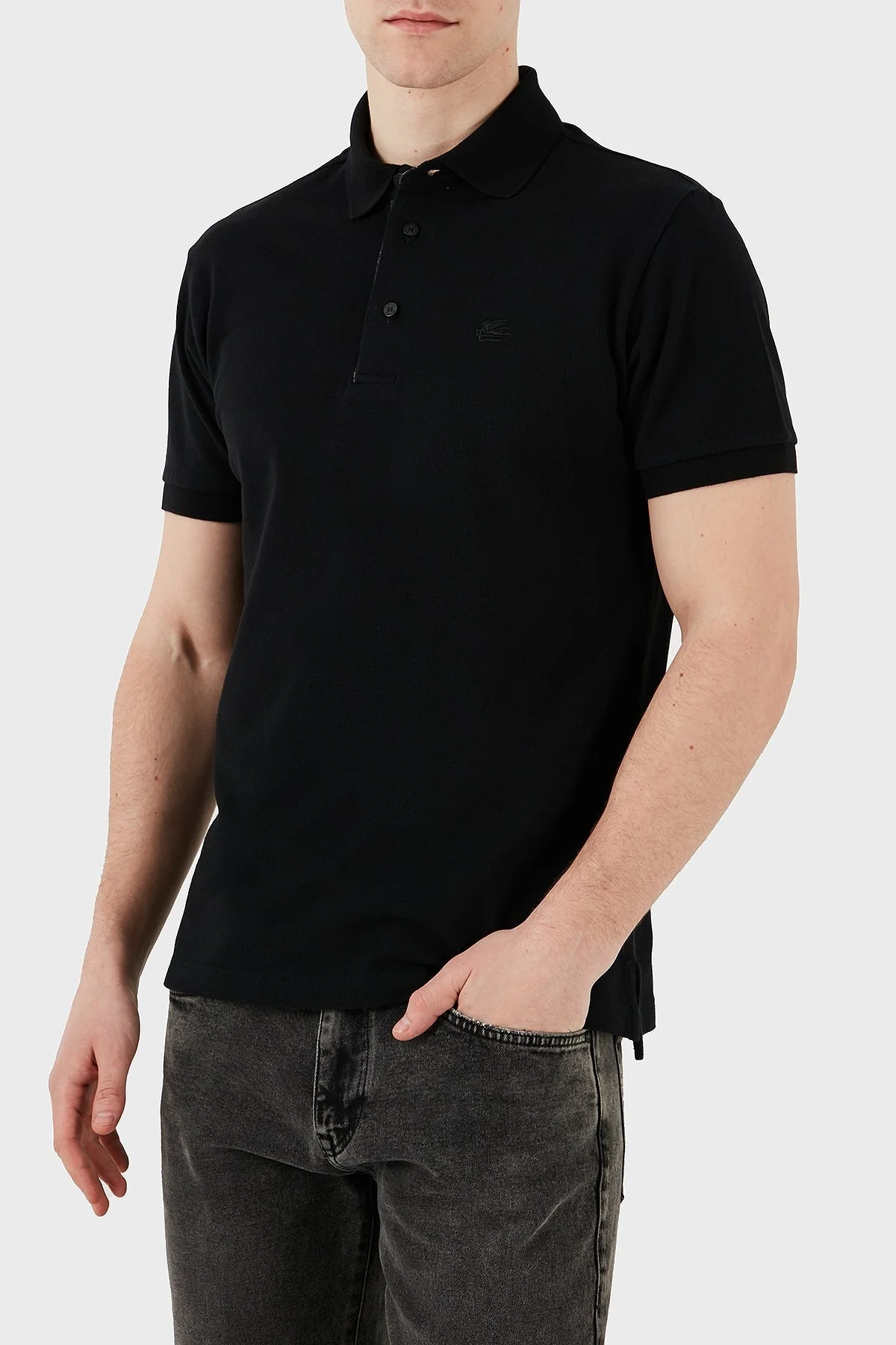 Etro % 100 Pamuk Regular Fit Düğmeli Erkek Polo Yaka T Shirt MRMD0005 AC274 N0000 SİYAH - 2